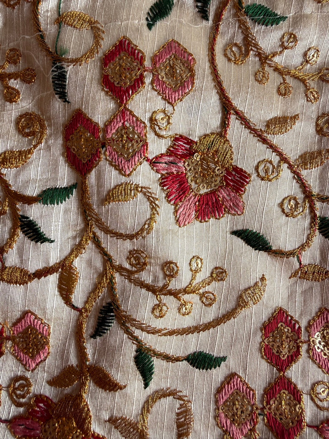 Handcrafted Ivory Floral Embroidered Potli Purse with Pearl Handle | Luxury Wedding & Festive Drawstring Handbag | Rajasthan Artisan Collection