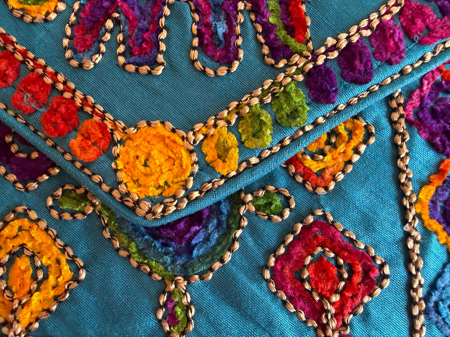 Handcrafted Rajasthani Embroidered Women's Purse โ Turquoise Blue Artisan Handbag | Jaipur Collection