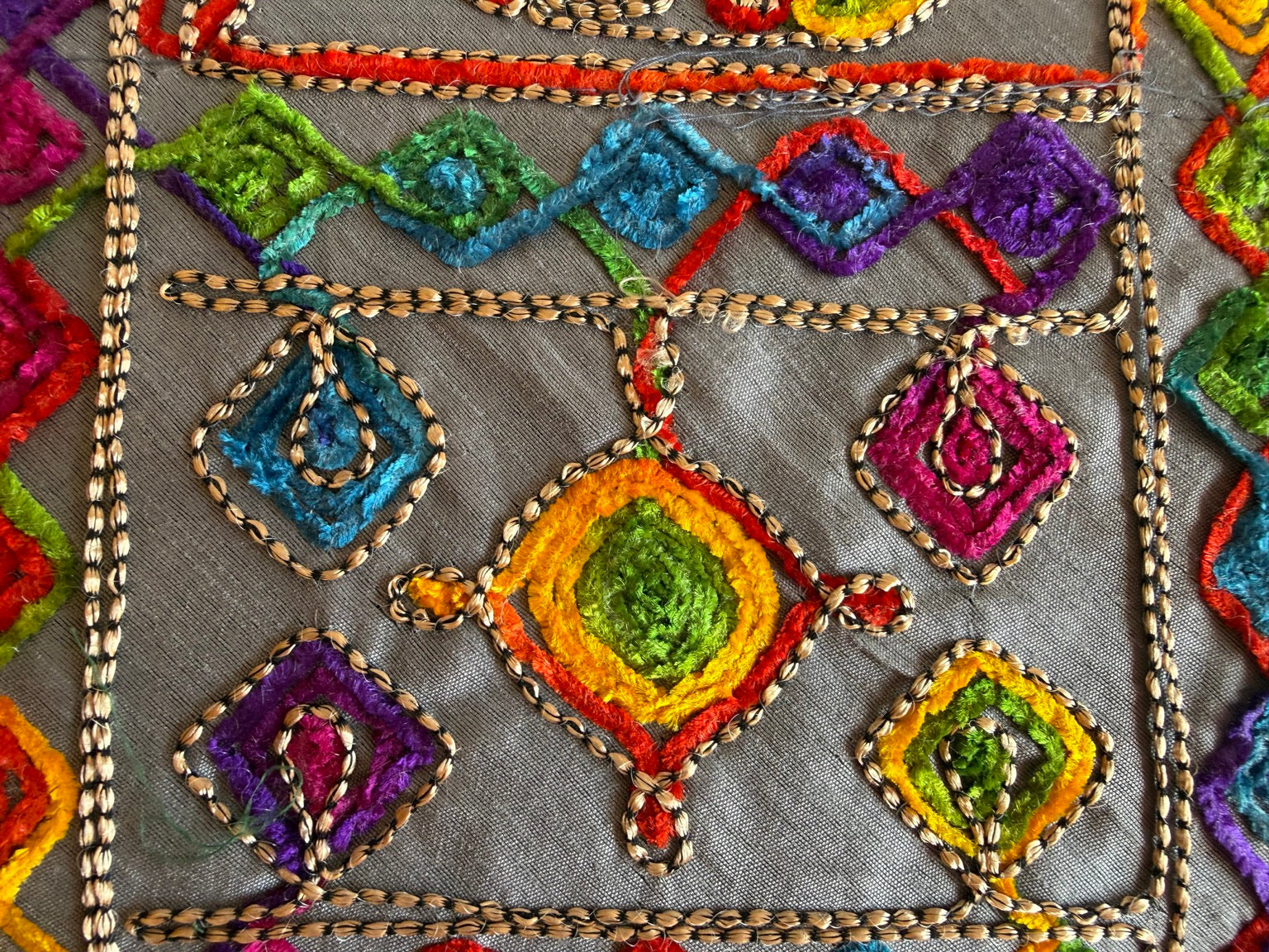 Handcrafted Rajasthani Embroidered Women's Purse โ Charcoal Gray Artisan Handbag | Jaipur Collection