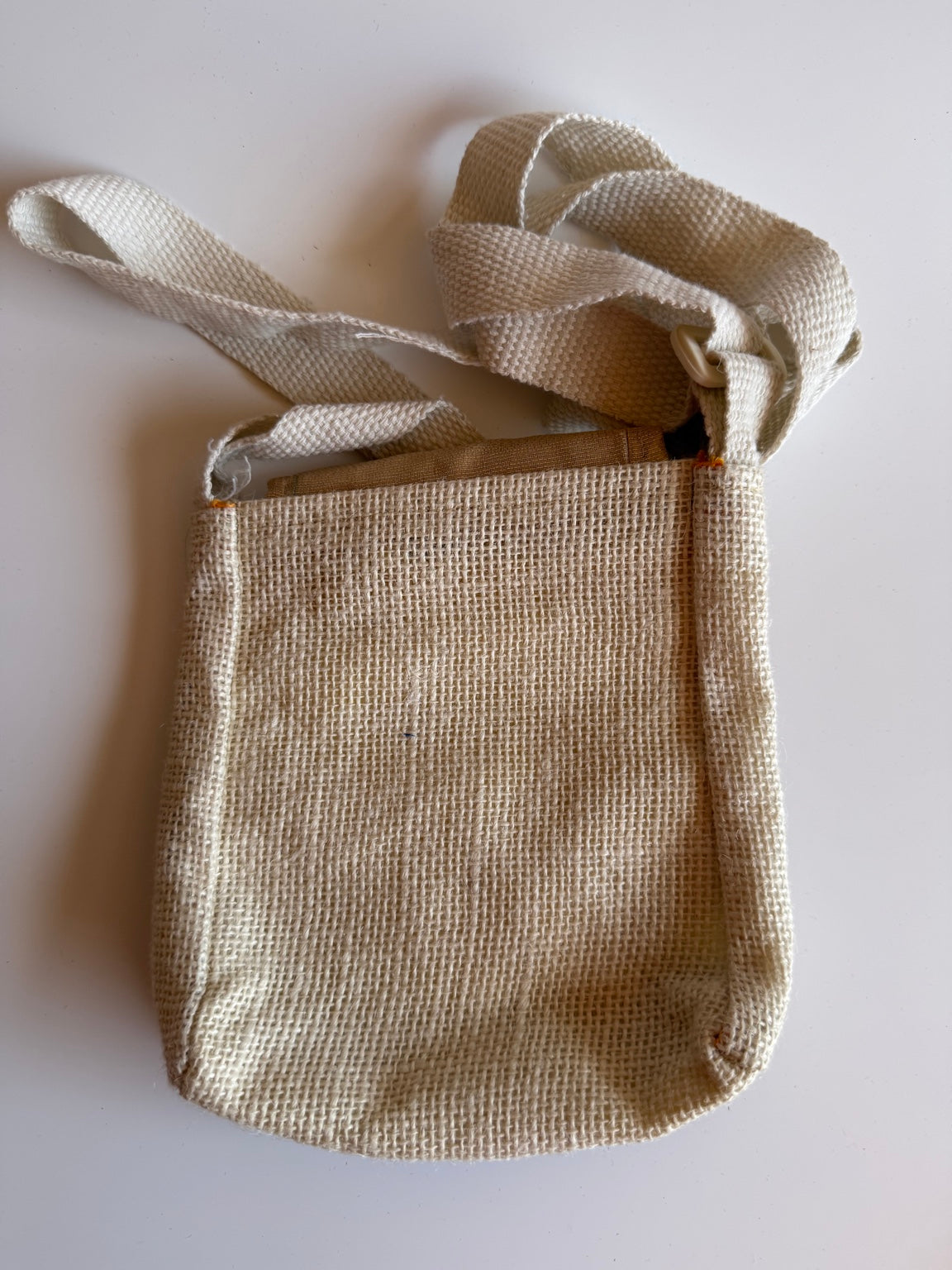 Handcrafted Ivory & Indigo Crossbody Sling Bag โ Cotton, Jute & Artisan Embroidery | Rajasthan Collection