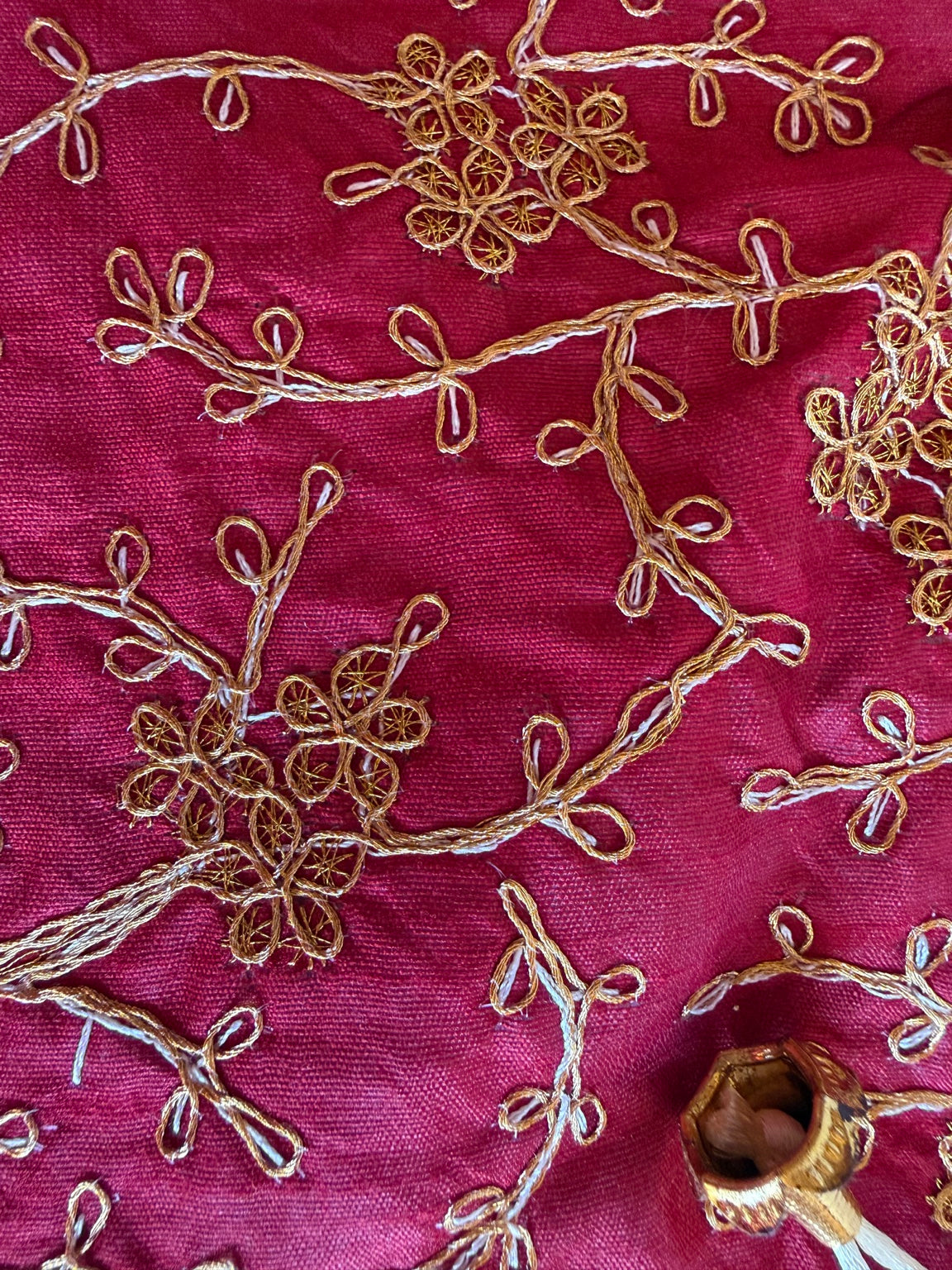 Handcrafted Wine Silk Potli Bag with Gold Zari Floral Embroidery | Rajasthan Artisan Collection