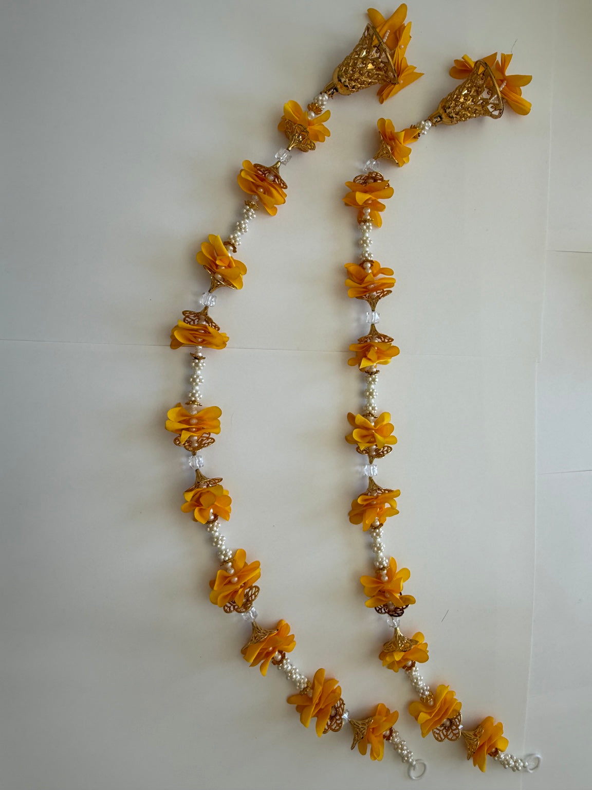 Sunshine Yellow Floral Side Door Toran – Set of 2 Vertical Door Hangings (3 Ft Each)