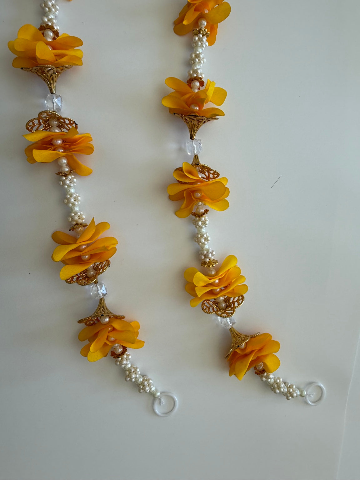 Sunshine Yellow Floral Side Door Toran – Set of 2 Vertical Door Hangings (3 Ft Each)