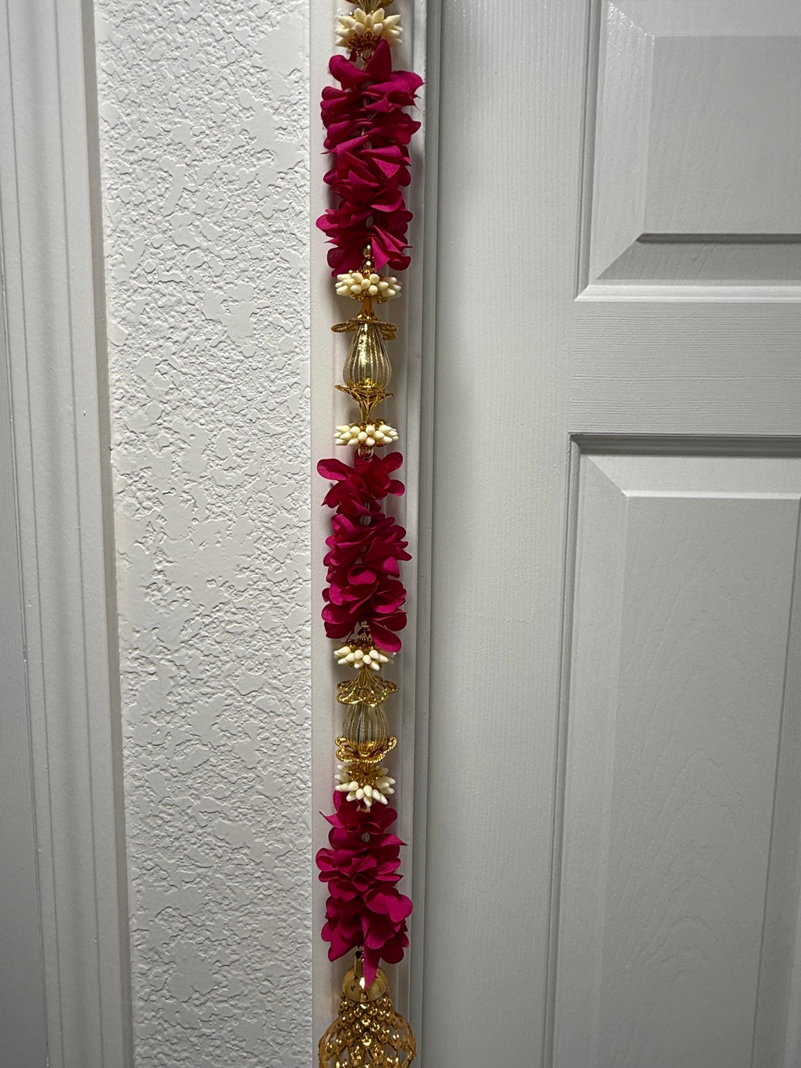 Magenta Floral Side Door Toran – Set of 2 Vertical Hangings (3 Ft Each)