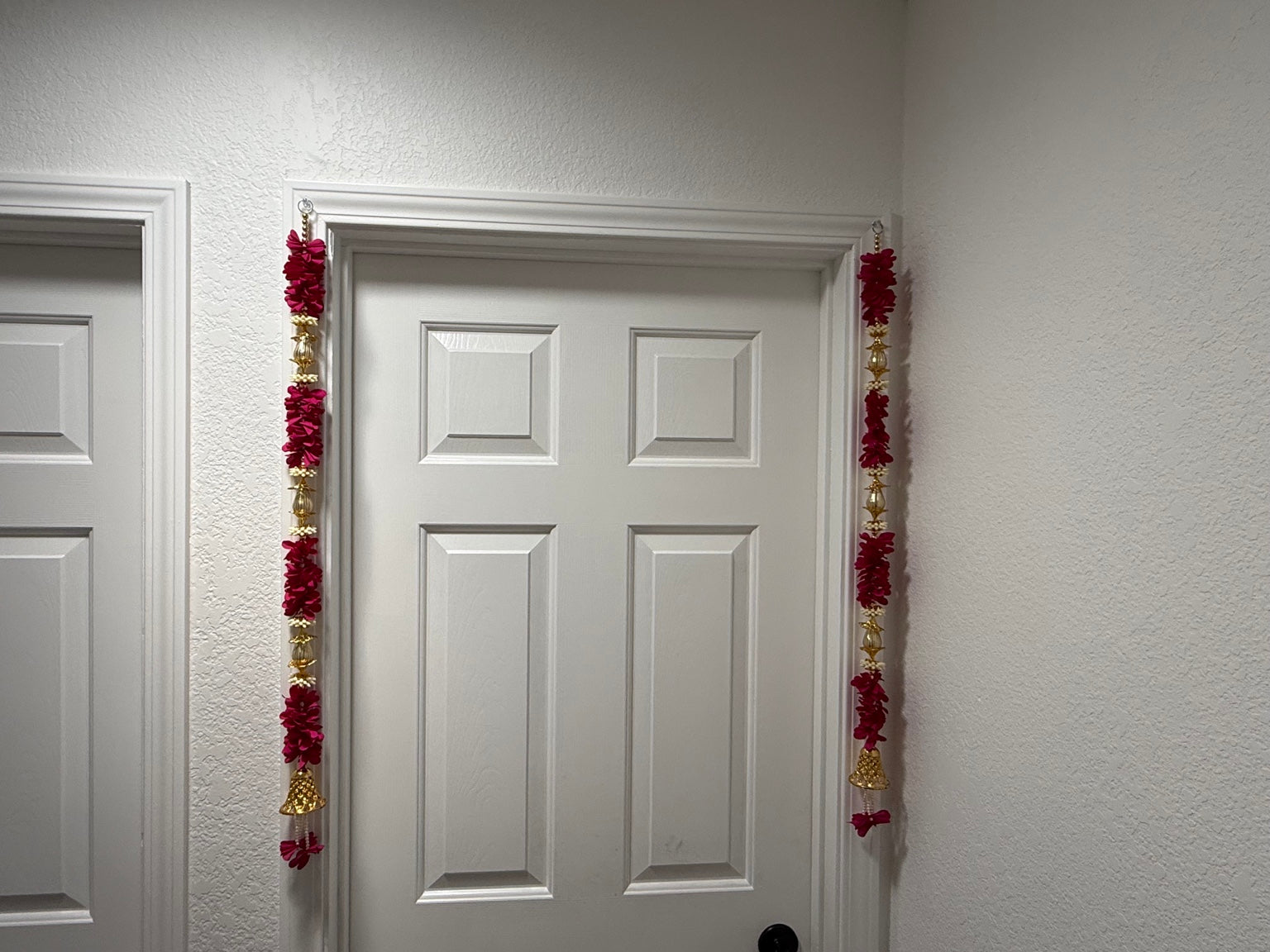 Magenta Floral Side Door Toran – Set of 2 Vertical Hangings (3 Ft Each)