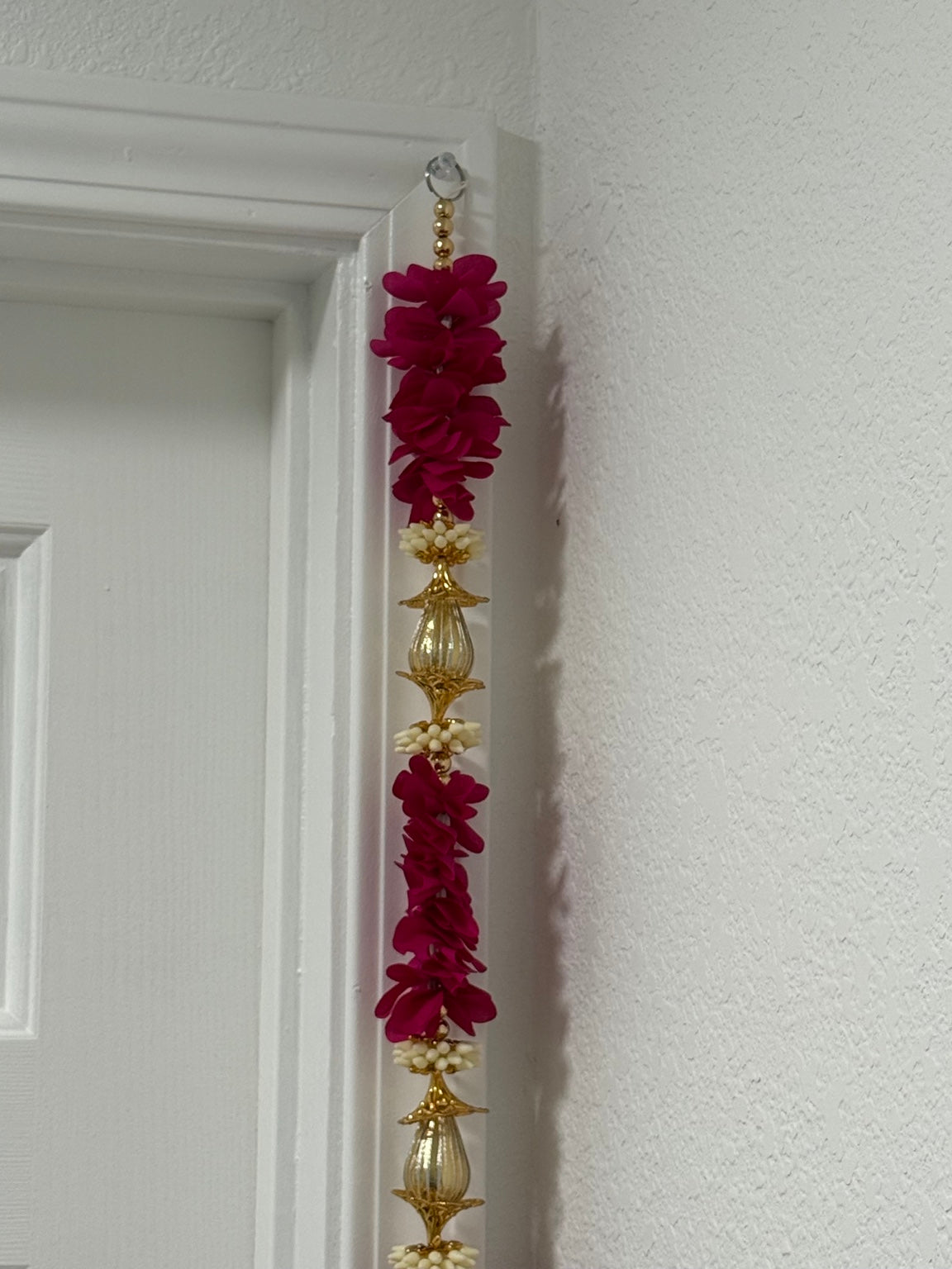 Magenta Floral Side Door Toran – Set of 2 Vertical Hangings (3 Ft Each)