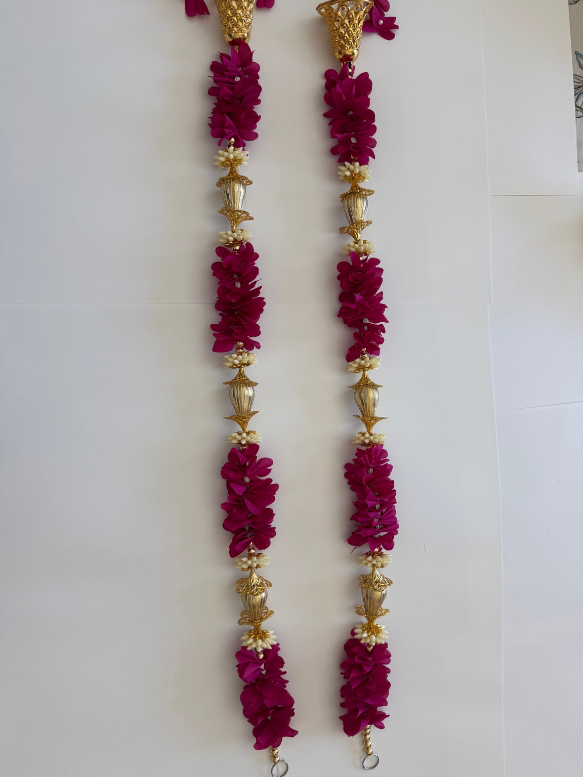 Magenta Floral Side Door Toran – Set of 2 Vertical Hangings (3 Ft Each)
