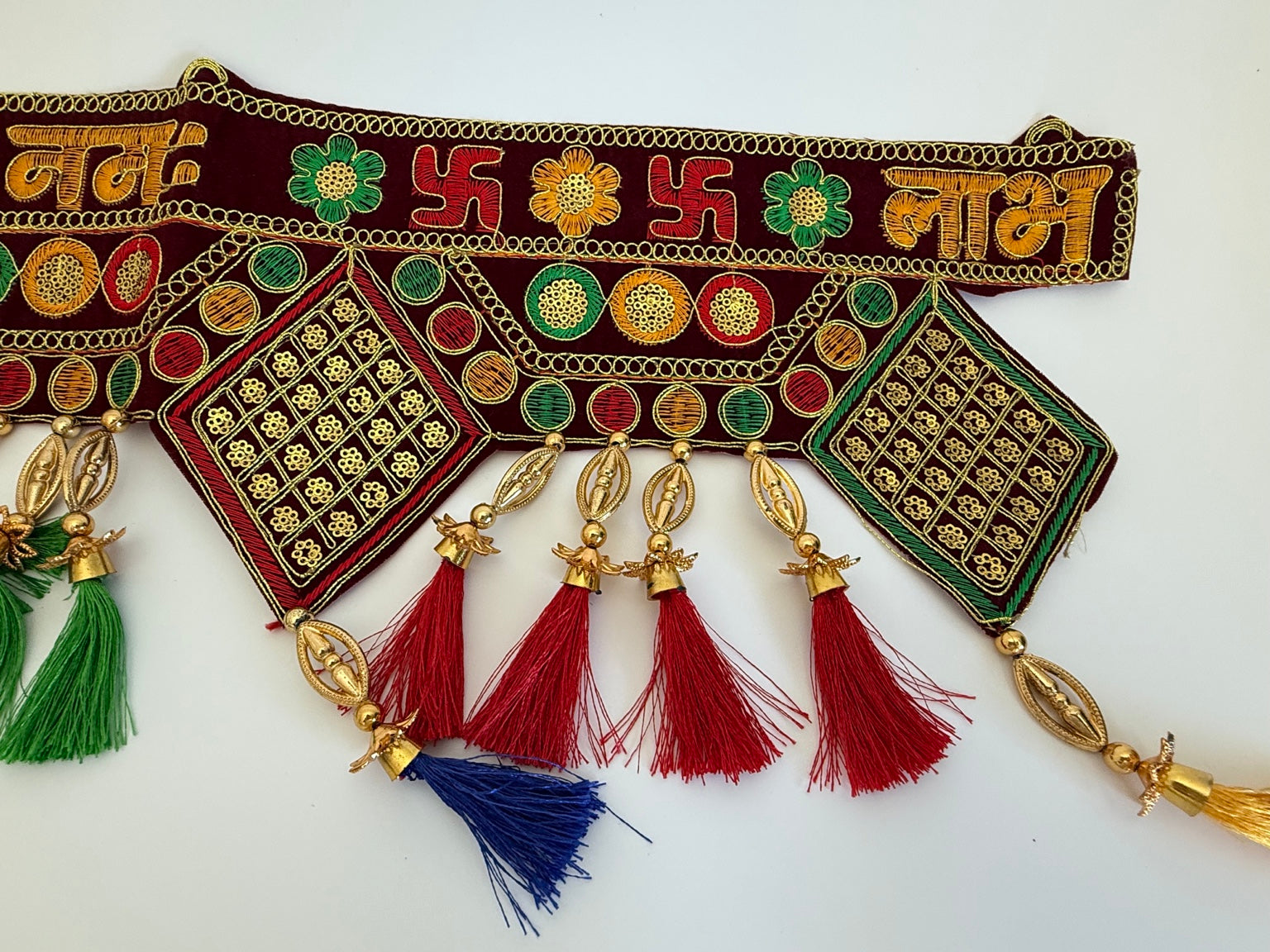 Traditional Shubh Labh Embroidered Door Toran – Multicolor Festive Entrance Hanging (3 Ft)