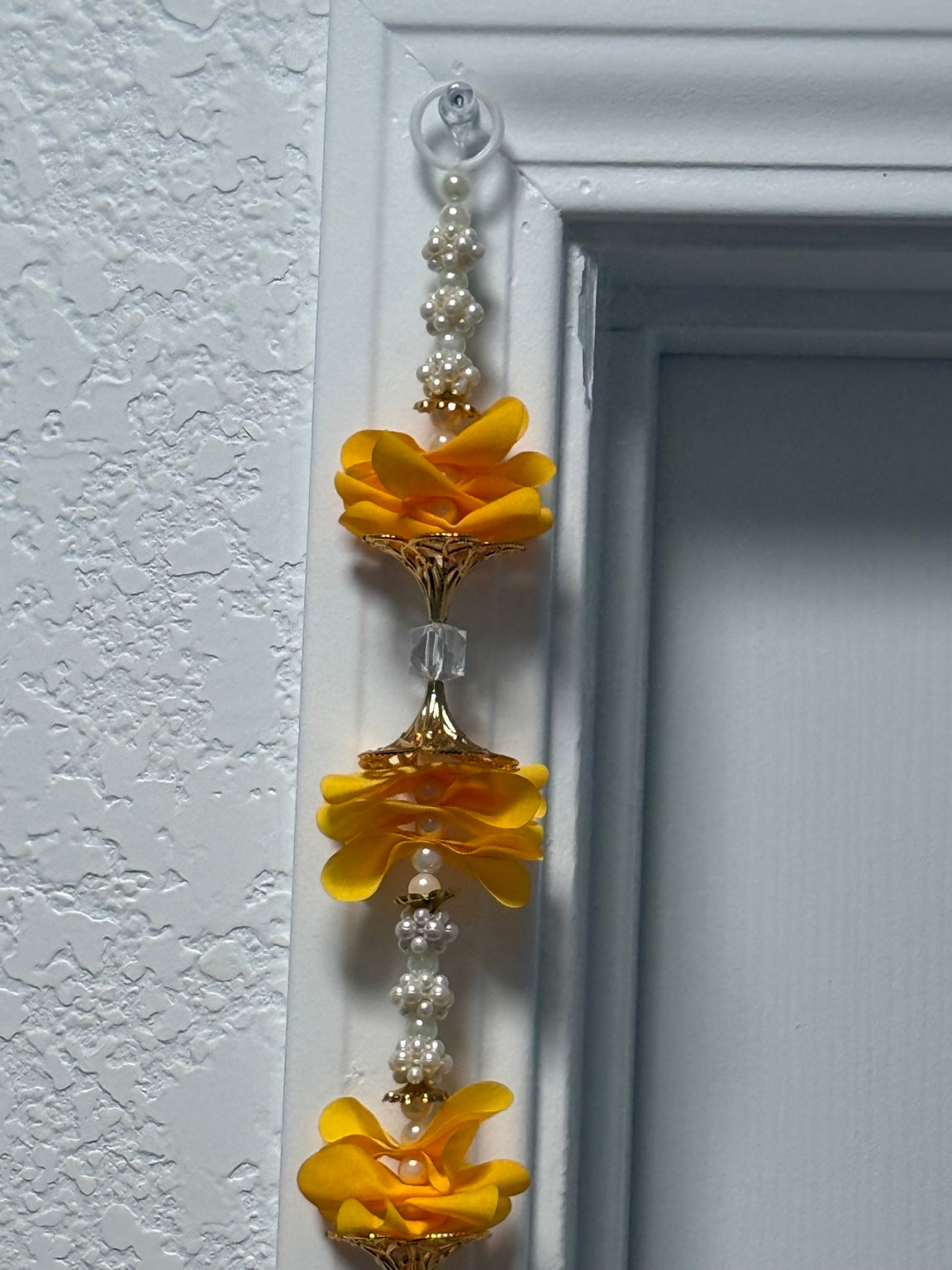 Sunshine Yellow Floral Side Door Toran – Set of 2 Vertical Door Hangings (3 Ft Each)