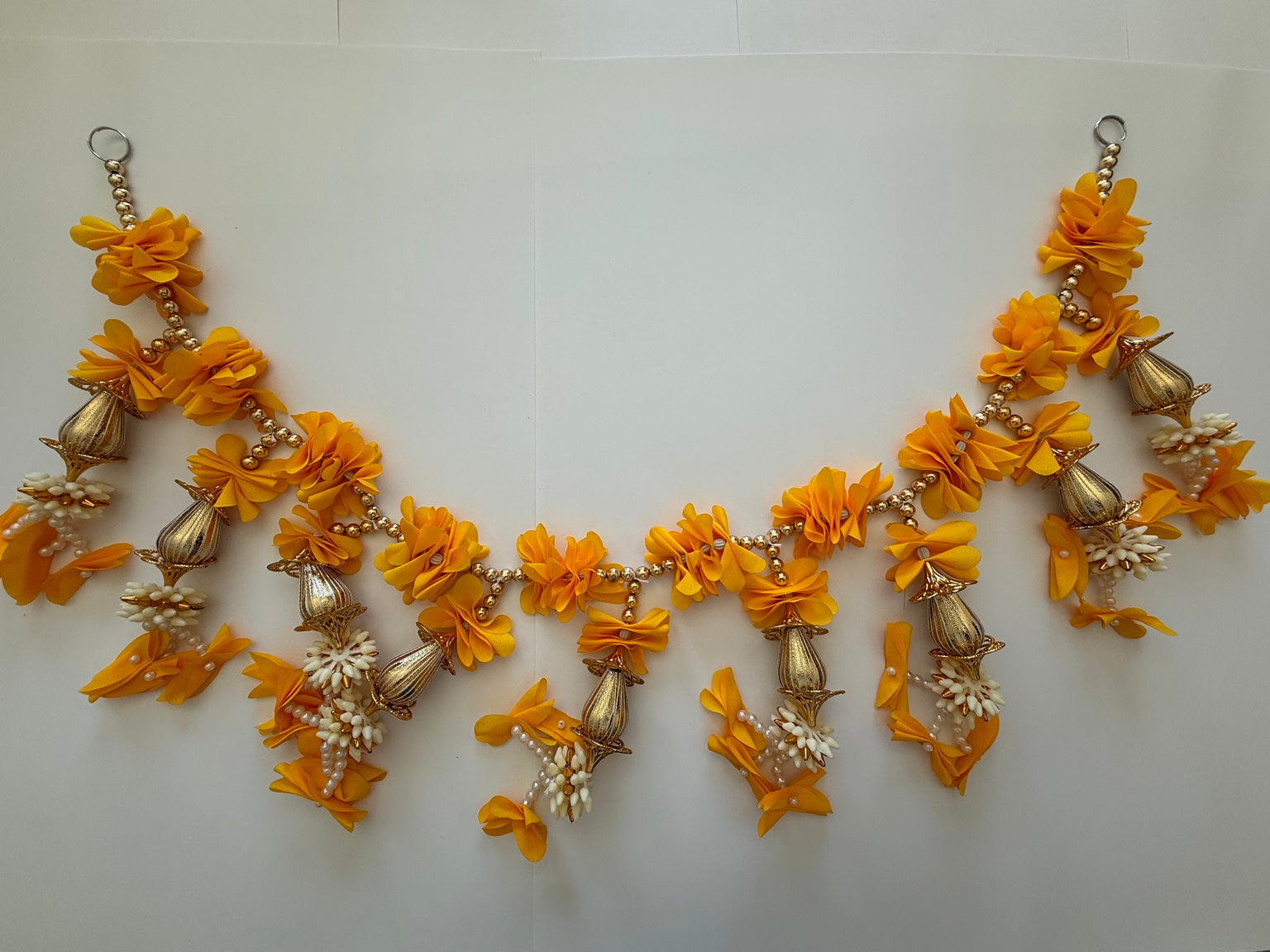 Handcrafted Marigold Door Toran – Yellow Floral Festival Hanging (3 Feet)