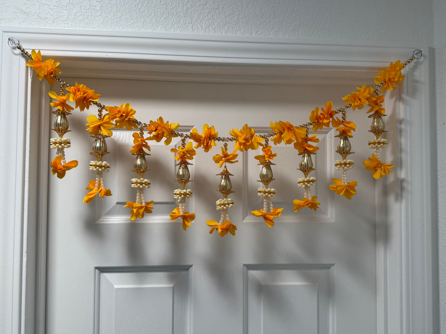 Handcrafted Marigold Door Toran – Yellow Floral Festival Hanging (3 Feet)