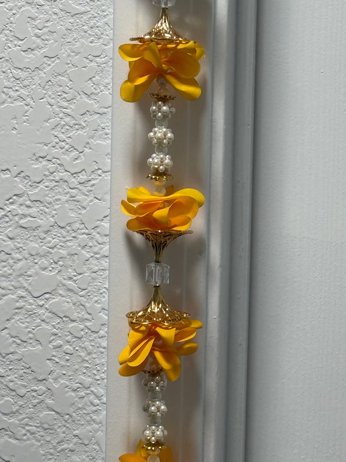 Sunshine Yellow Floral Side Door Toran – Set of 2 Vertical Door Hangings (3 Ft Each)