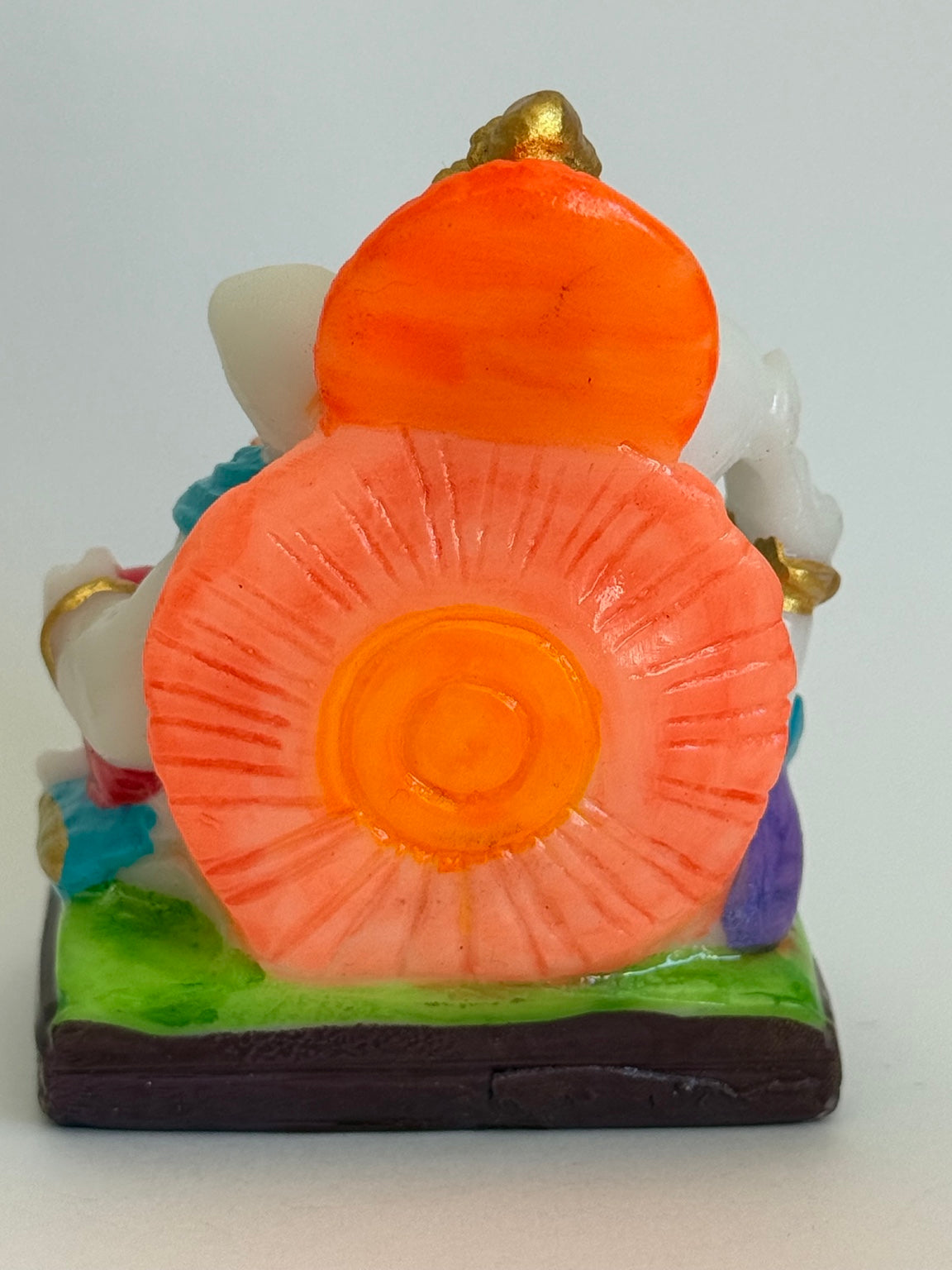 Royal Ganesh Idol with Lotus Halo – Hand-Painted 4 Inch