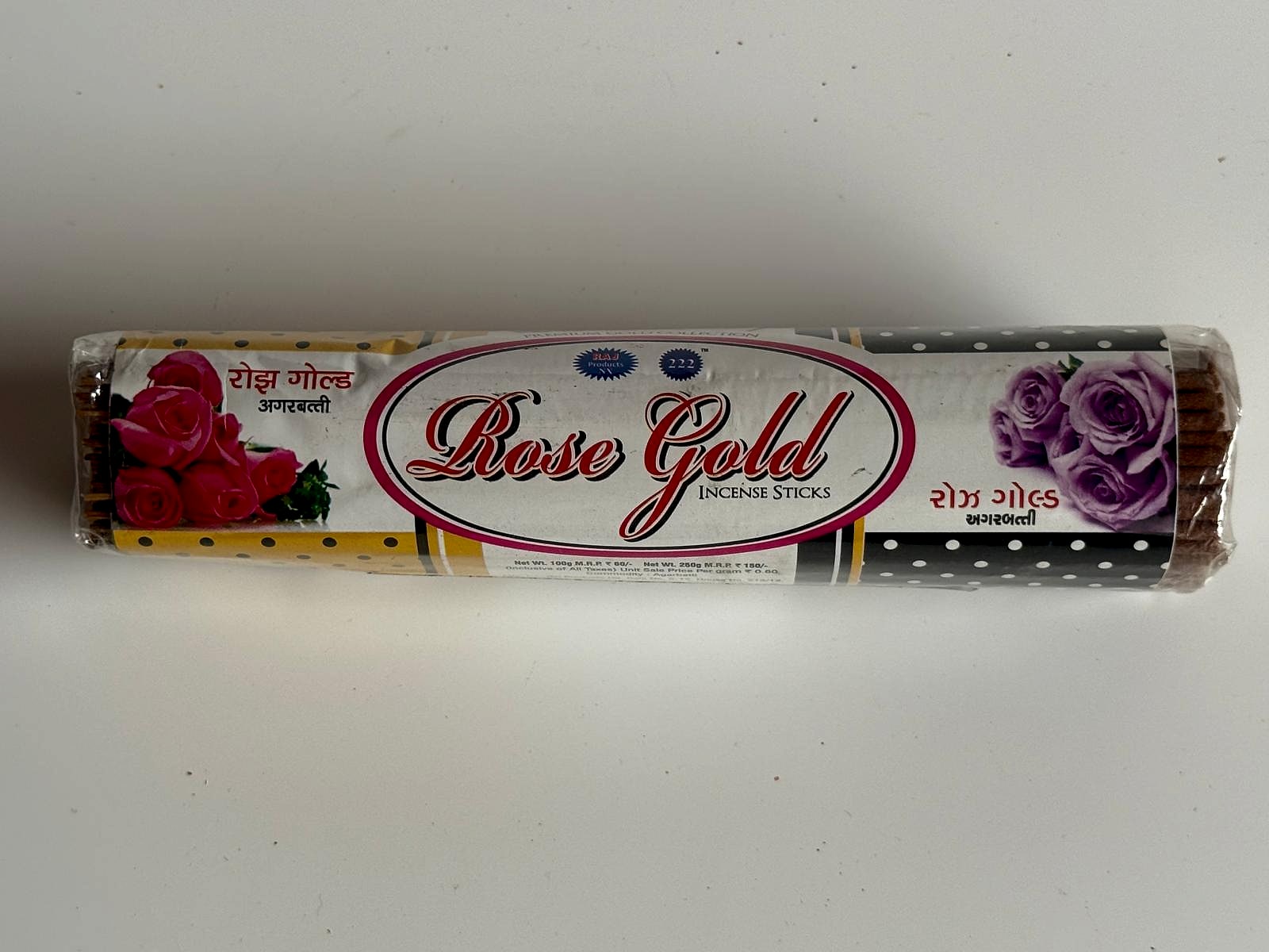 Full view of Rose Gold Incense Sticks package