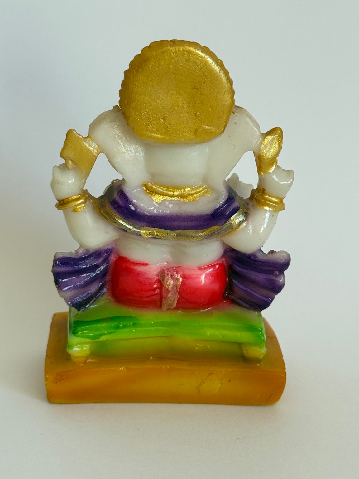 Decorative Marble-Style Ganesh Idol with Gold Crown – 4 Inch