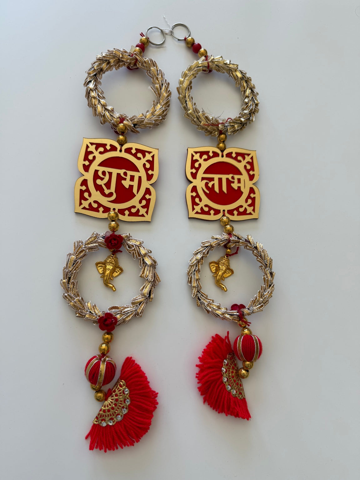 Shubh Labh Decorative Door Hanging Set – Handcrafted Ganesh Auspicious Wall Accent (Pair)