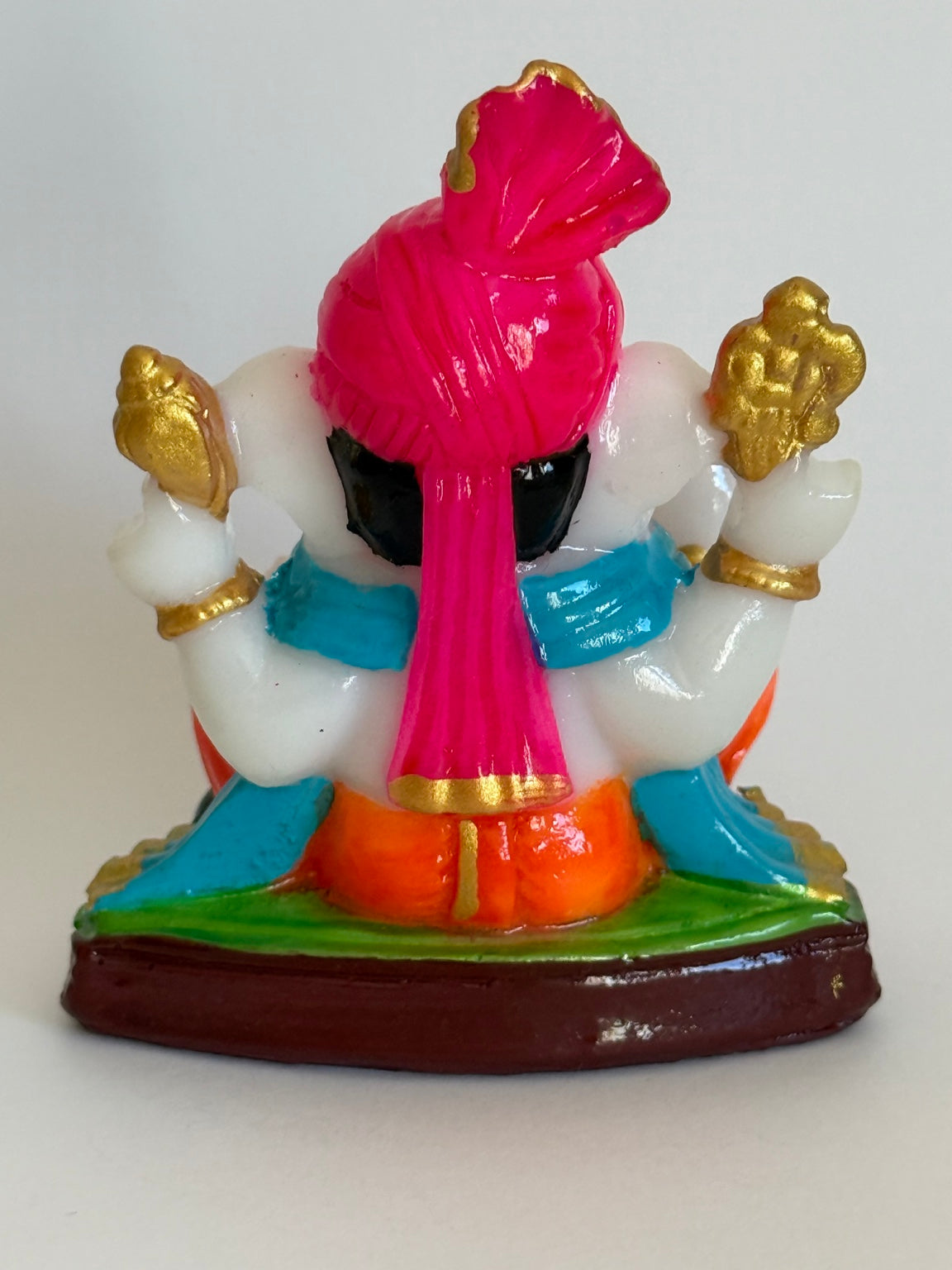 Hand-Painted Ganesh Idol with Pink Turban – 3.5 Inch