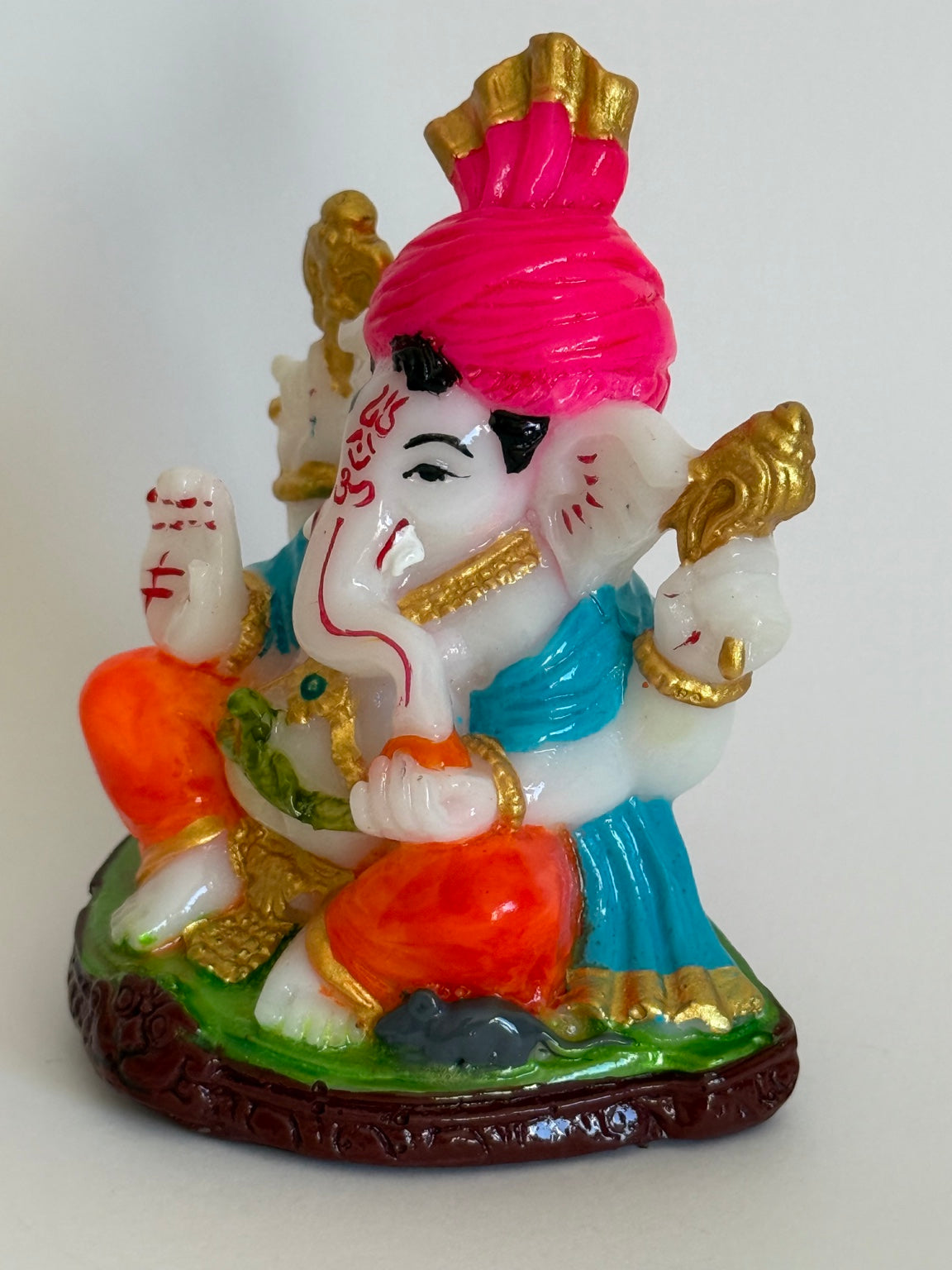 Hand-Painted Ganesh Idol with Pink Turban β 3.5 Inch