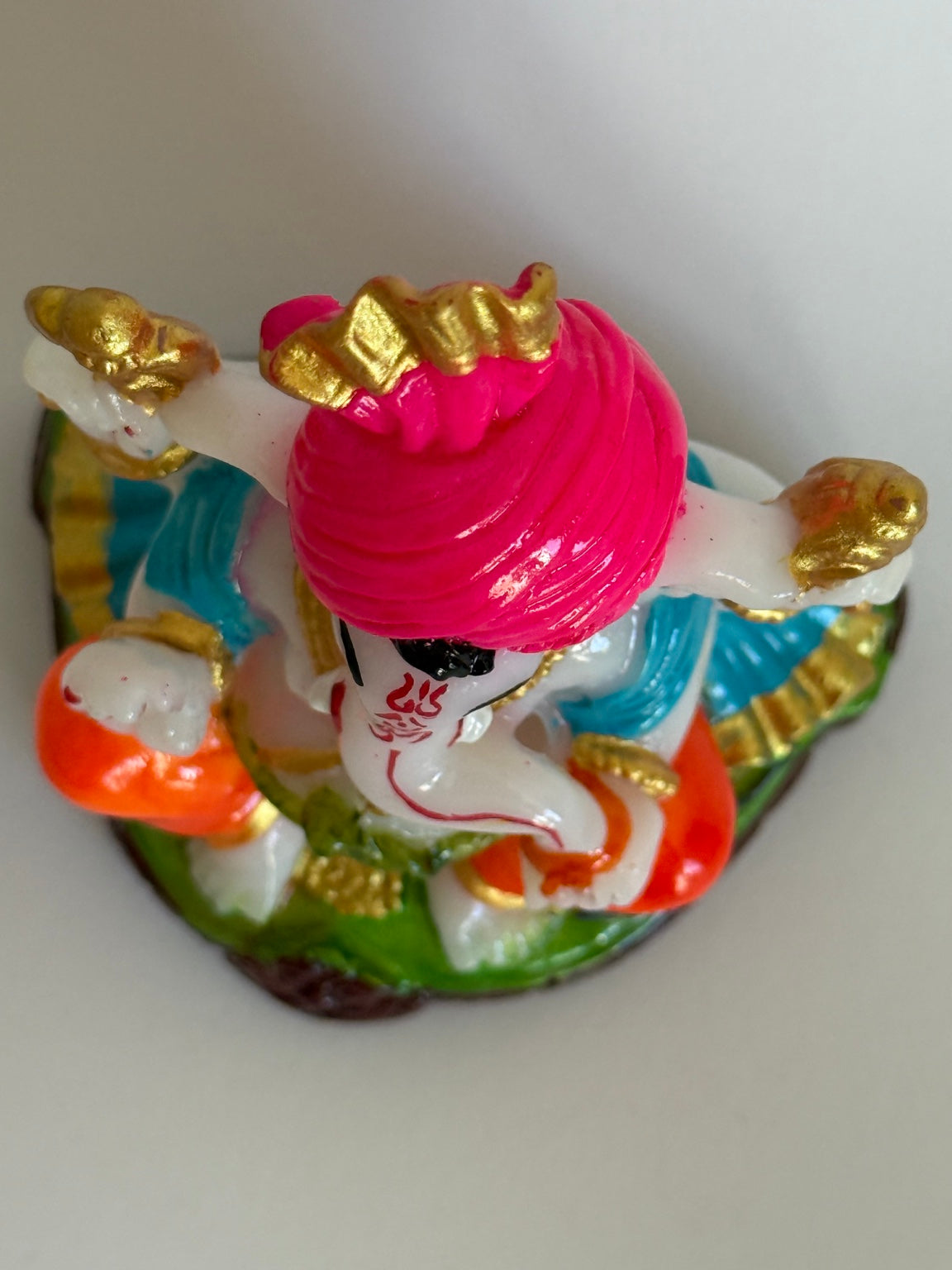 Hand-Painted Ganesh Idol with Pink Turban – 3.5 Inch