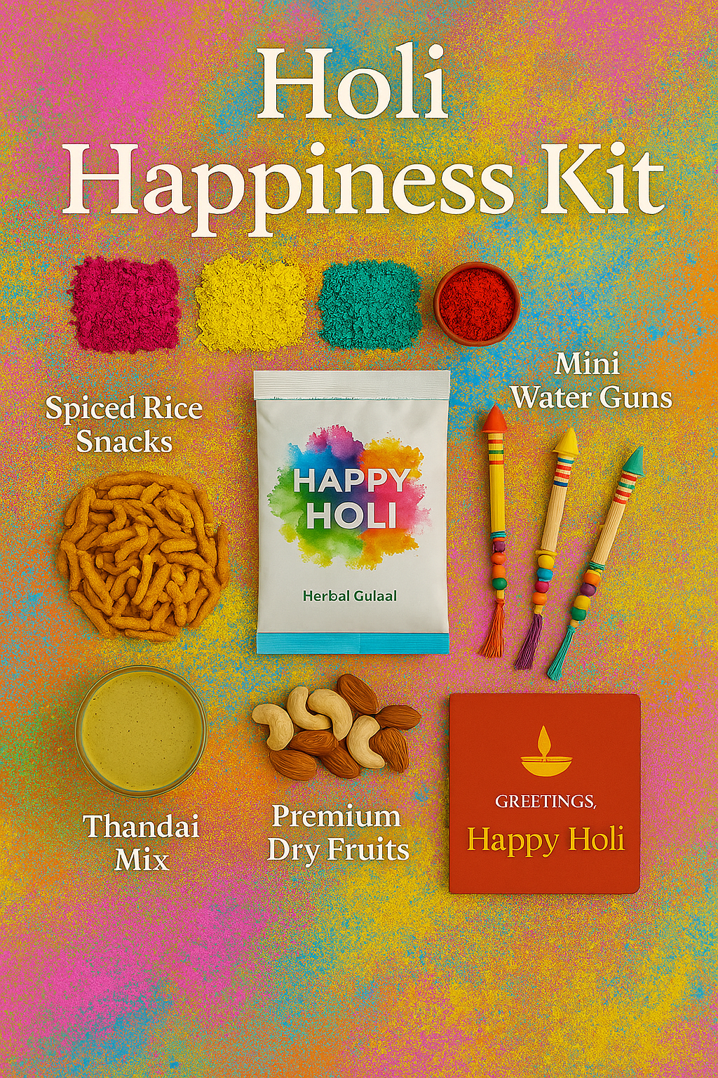 Holi Happiness Kit β Colors, Snacks & Celebration in One Festive Box