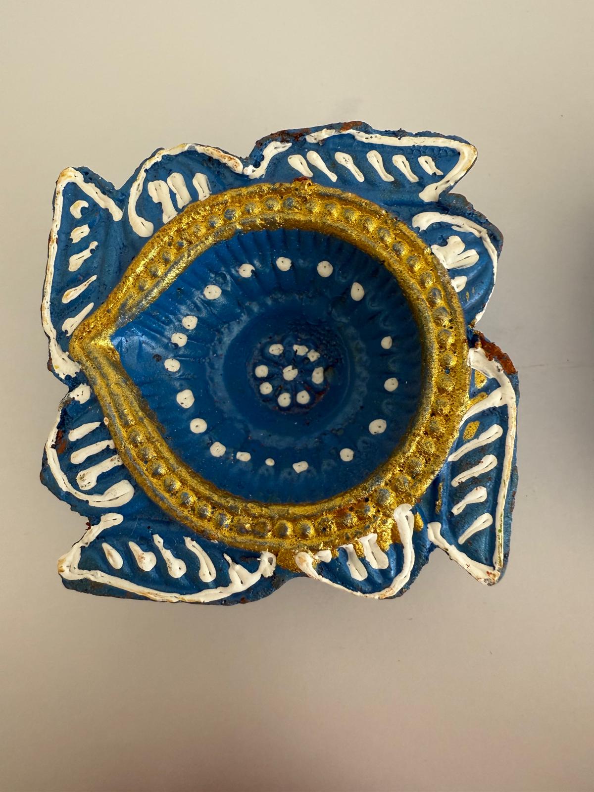 Hand-Painted Diya Set (12 Pcs, Assorted Colors) – Lotus Design