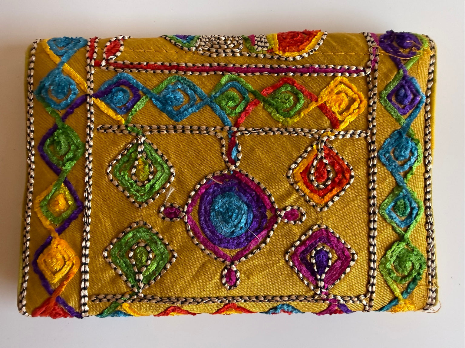 Handcrafted Rajasthani Embroidered Women's Purse – Mustard Yellow Artisan Handbag | Jaipur Collection