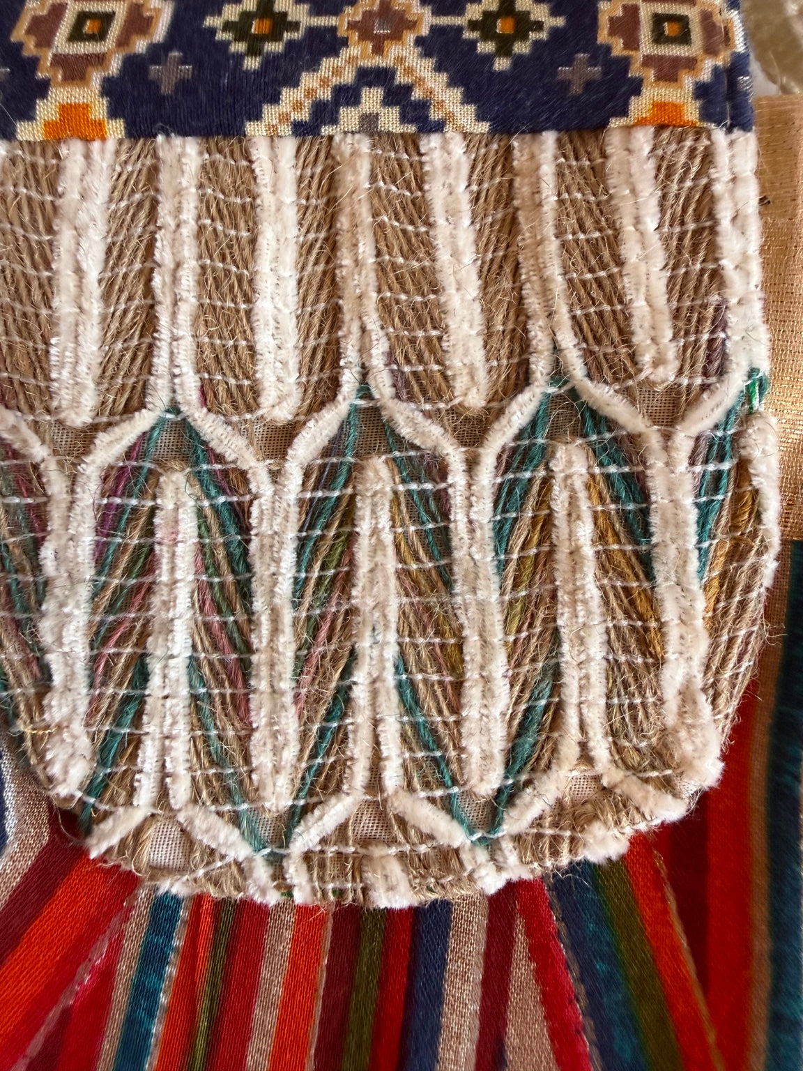 Handcrafted Boho Crossbody Sling Bag – Multicolor Cotton & Jute Artisan Shoulder Bag | Rajasthan Collection