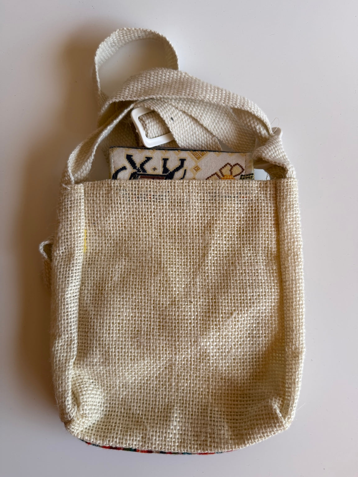 Handcrafted Boho Crossbody Sling Bag – Multicolor Cotton & Jute Artisan Shoulder Bag | Rajasthan Collection