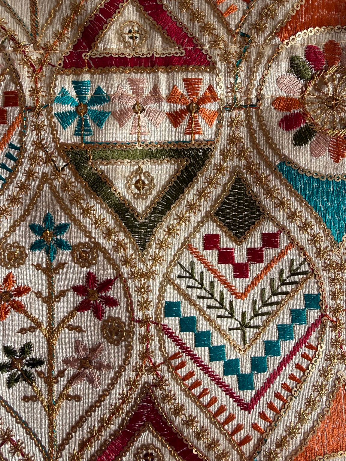 Handcrafted Geometric Embroidered Clutch Purse with Pearl Handle | Ethnic Wedding Handbag | Rajasthan Artisan Collection