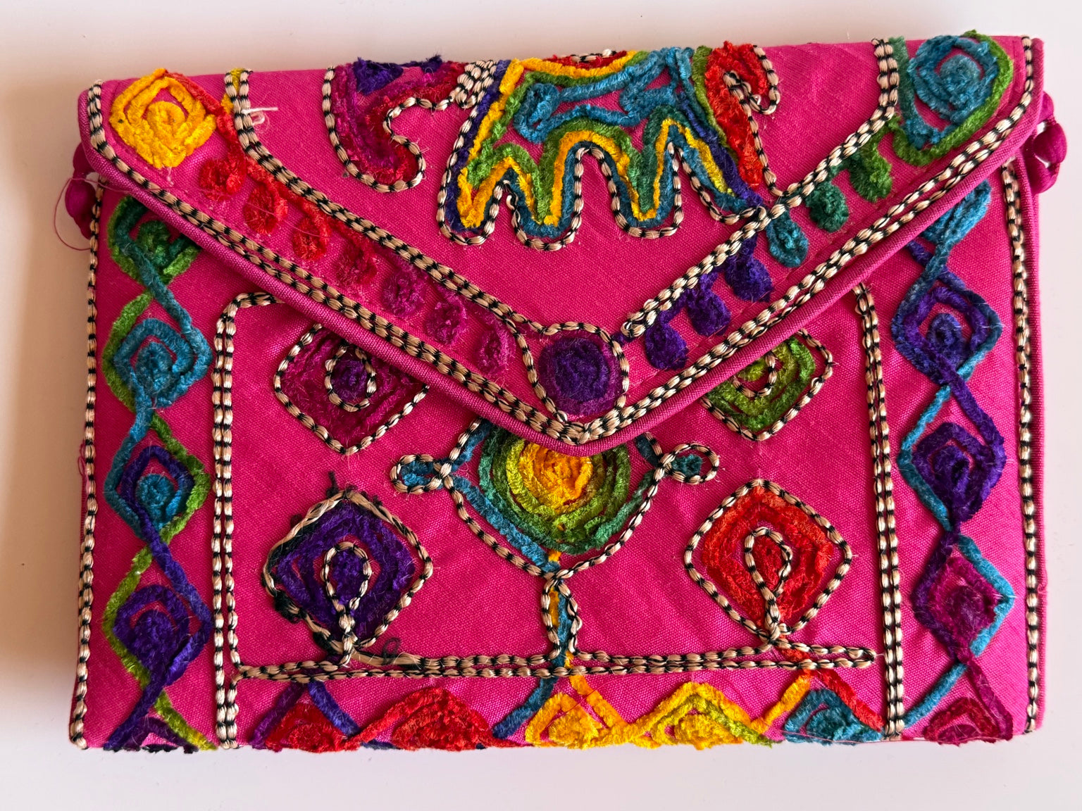 Handcrafted Rajasthani Embroidered Women's Purse – Fuchsia Pink Artisan Handbag | Jaipur Collection