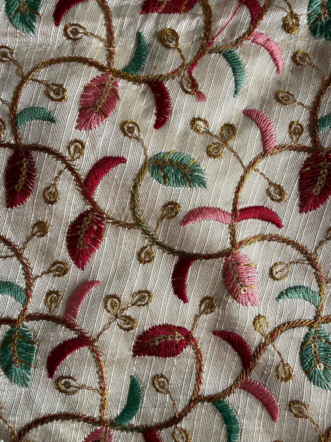 Handcrafted Ivory Vine Embroidered Potli Purse with Pearl Handle | Wedding & Festive Drawstring Handbag | Rajasthan Artisan Collection