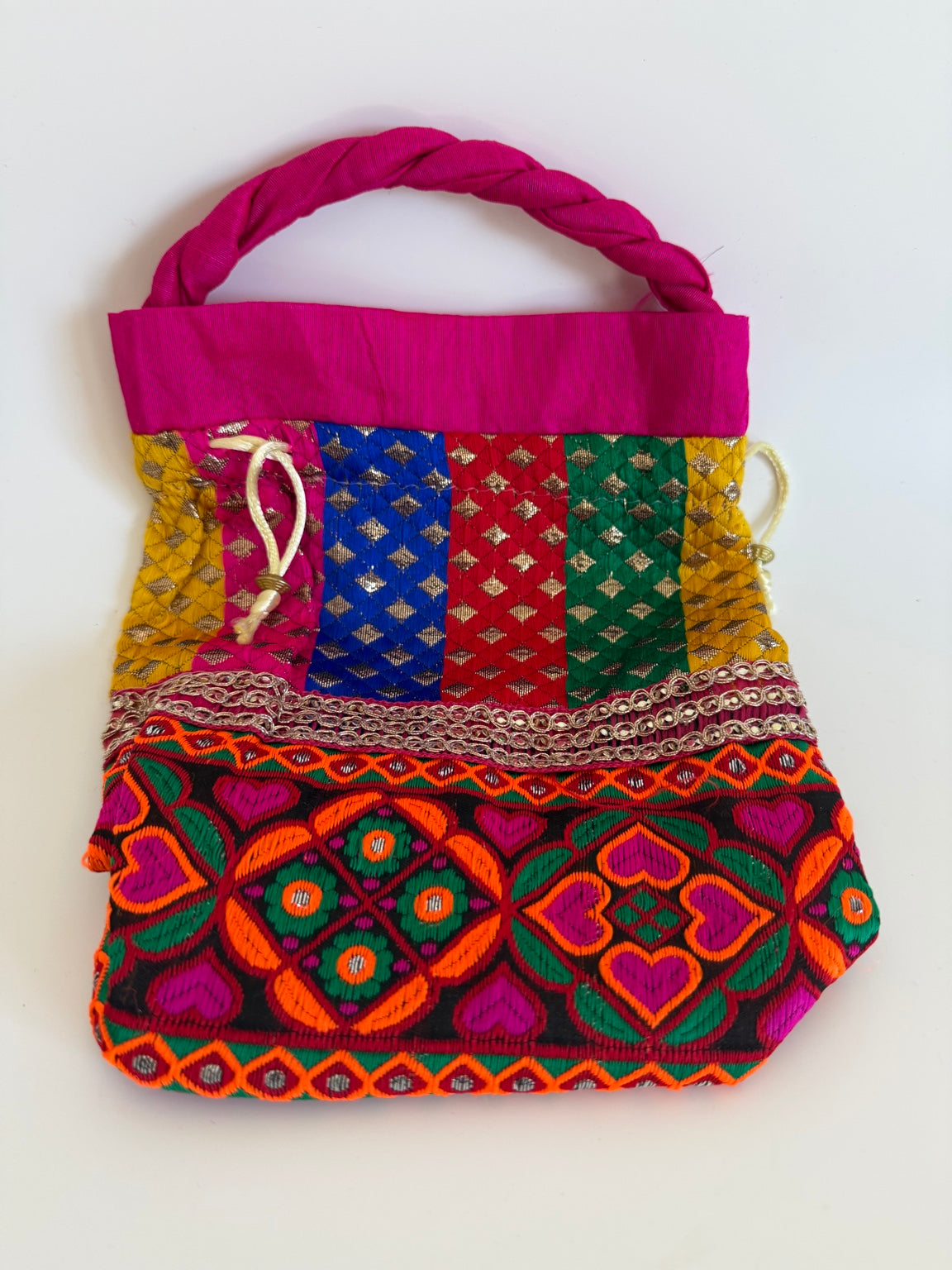 Handcrafted Jaipur Potli Bag – Multicolor Embroidered Drawstring Pouch | Traditional Rajasthani Gift Bag