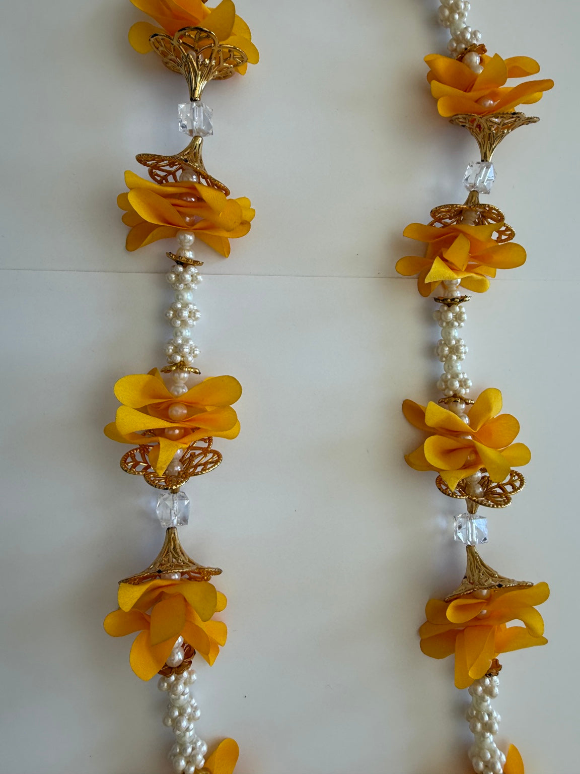 Sunshine Yellow Floral Side Door Toran – Set of 2 Vertical Door Hangings (3 Ft Each)