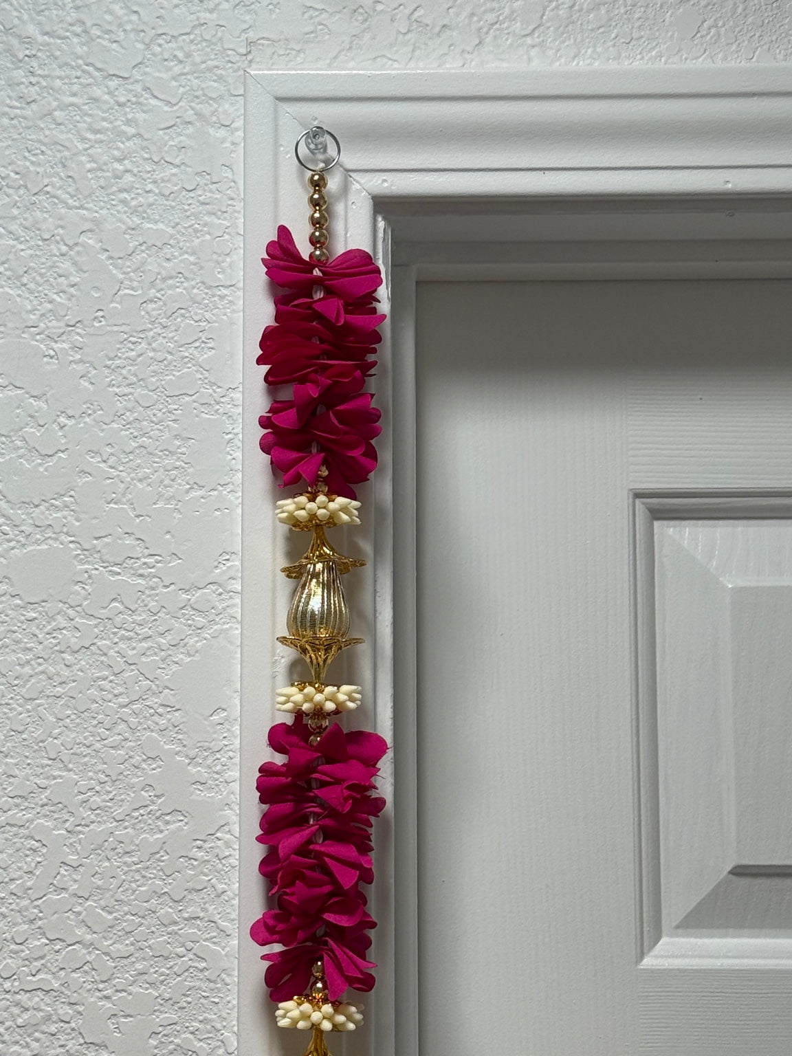 Magenta Floral Side Door Toran – Set of 2 Vertical Hangings (3 Ft Each)