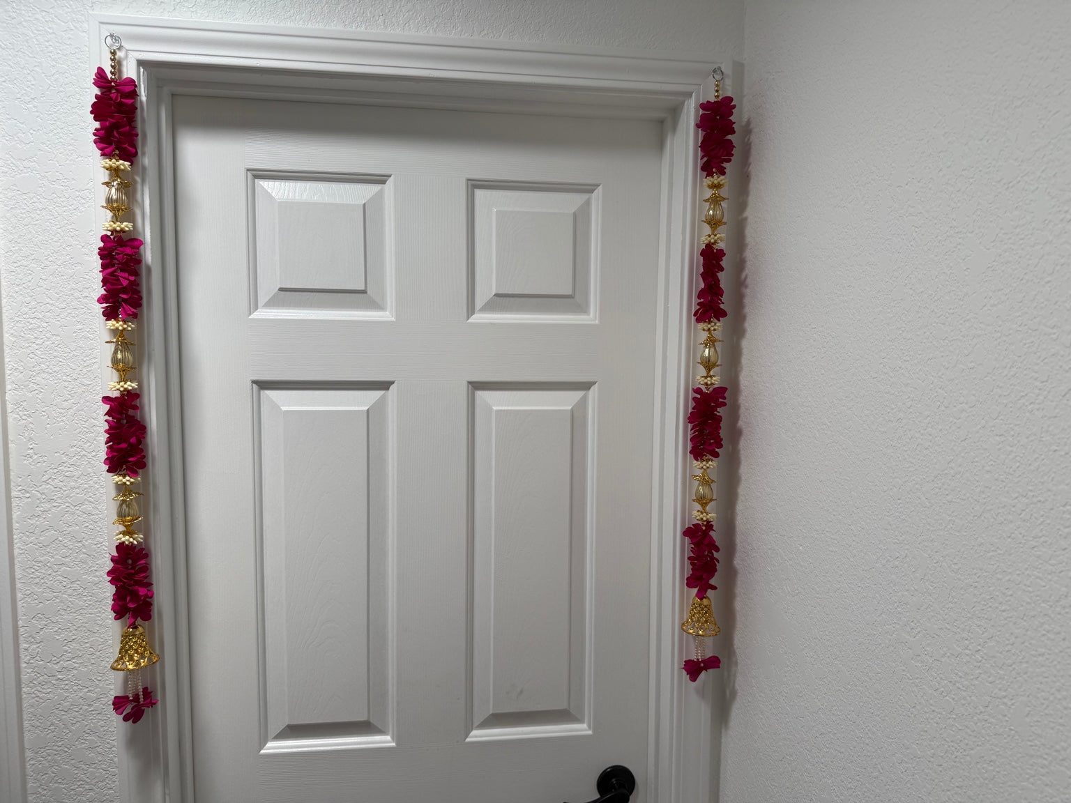 Magenta Floral Side Door Toran – Set of 2 Vertical Hangings (3 Ft Each)