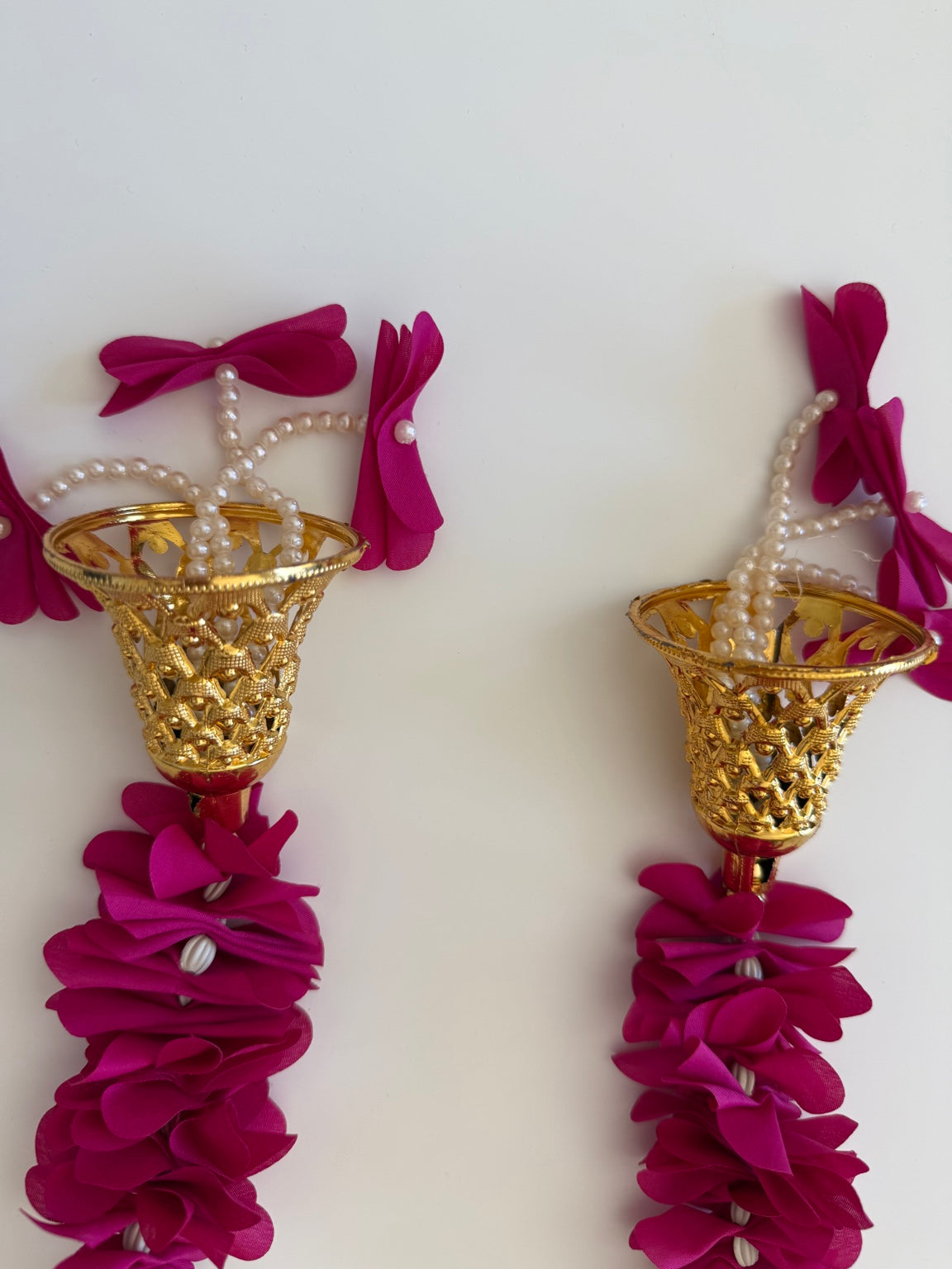 Magenta Floral Side Door Toran – Set of 2 Vertical Hangings (3 Ft Each)