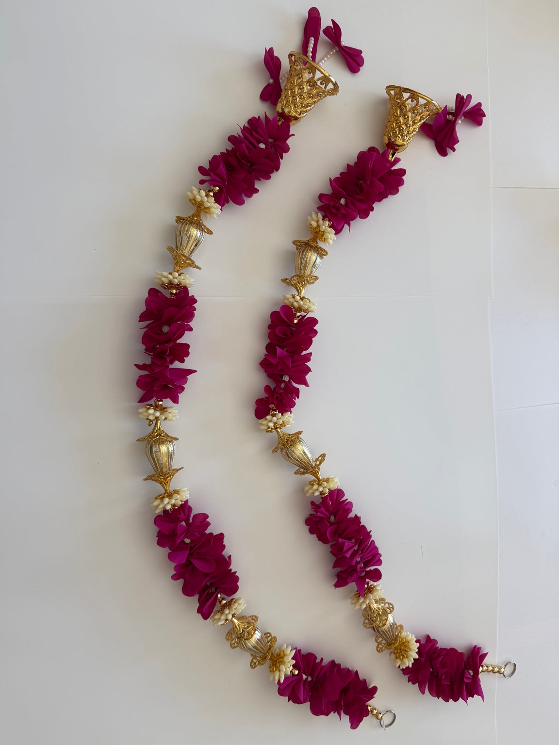 Magenta Floral Side Door Toran – Set of 2 Vertical Hangings (3 Ft Each)