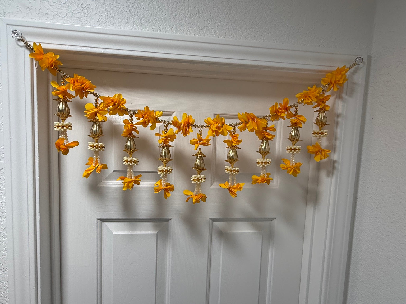 Handcrafted Marigold Door Toran – Yellow Floral Festival Hanging (3 Feet)