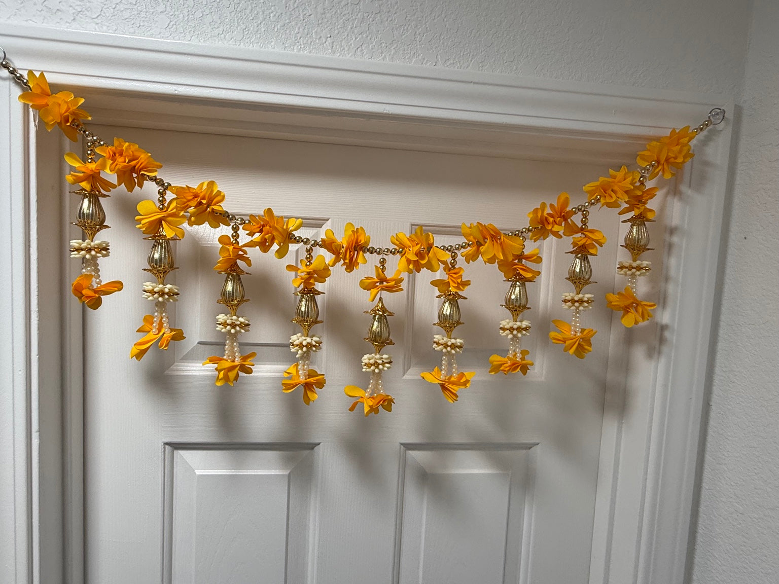Handcrafted Marigold Door Toran – Yellow Floral Festival Hanging (3 Feet)
