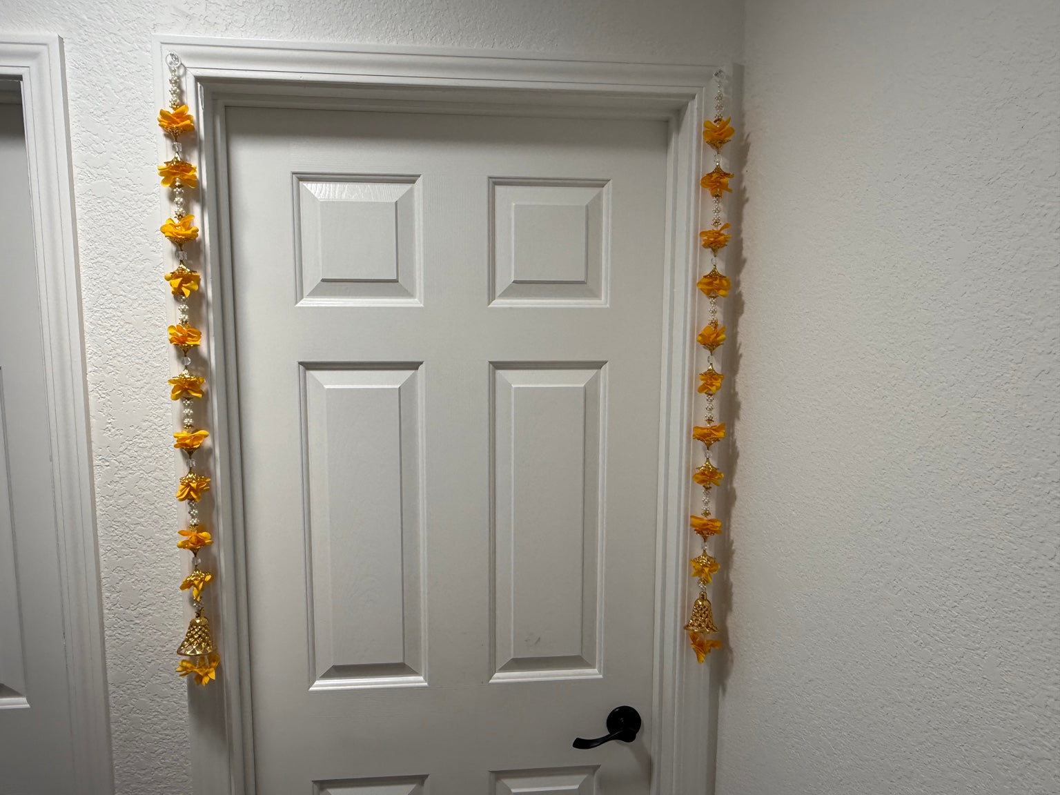 Sunshine Yellow Floral Side Door Toran – Set of 2 Vertical Door Hangings (3 Ft Each)