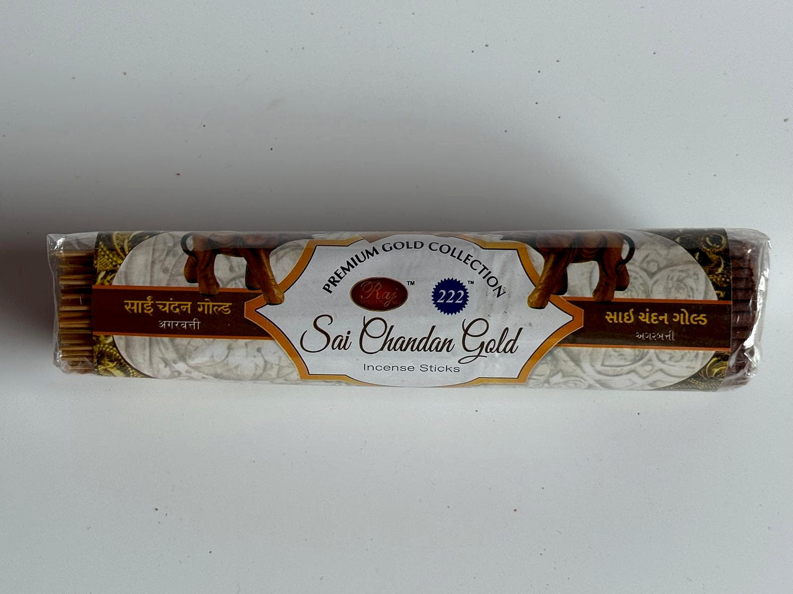 Close-up of Sai Bhakti Gold Premium label