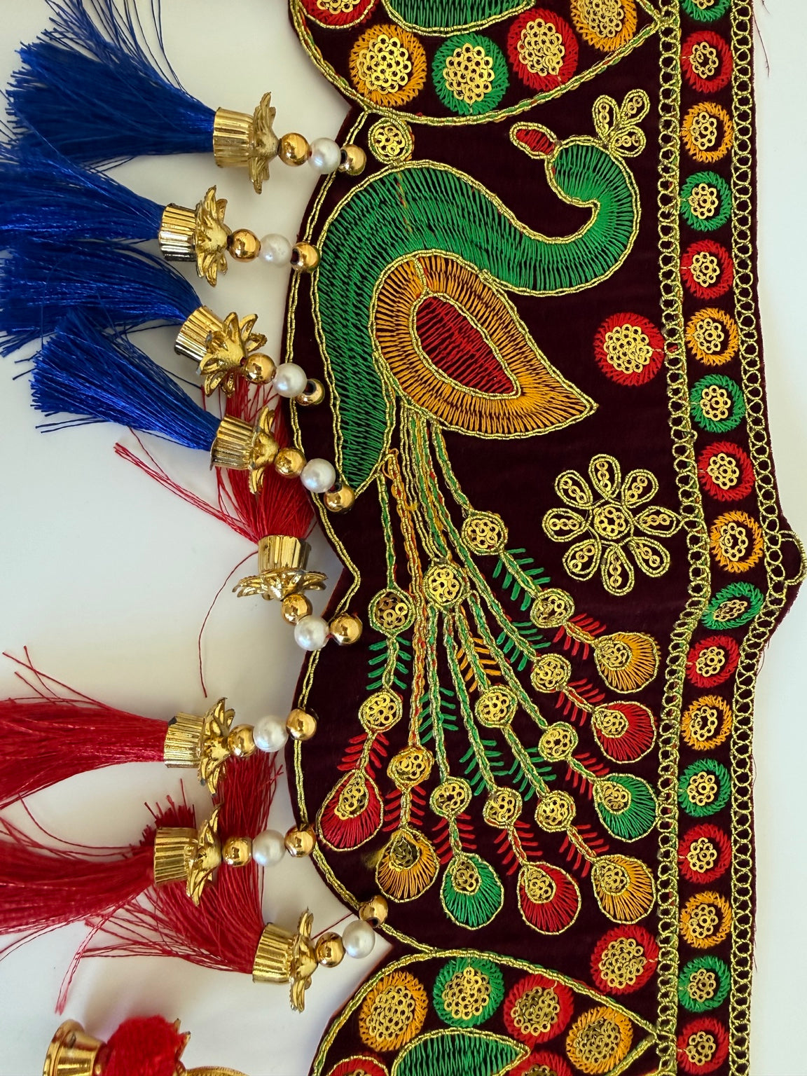Royal Peacock Embroidered Door Toran – Handcrafted Indian Festive Entrance Hanging (3 Ft)