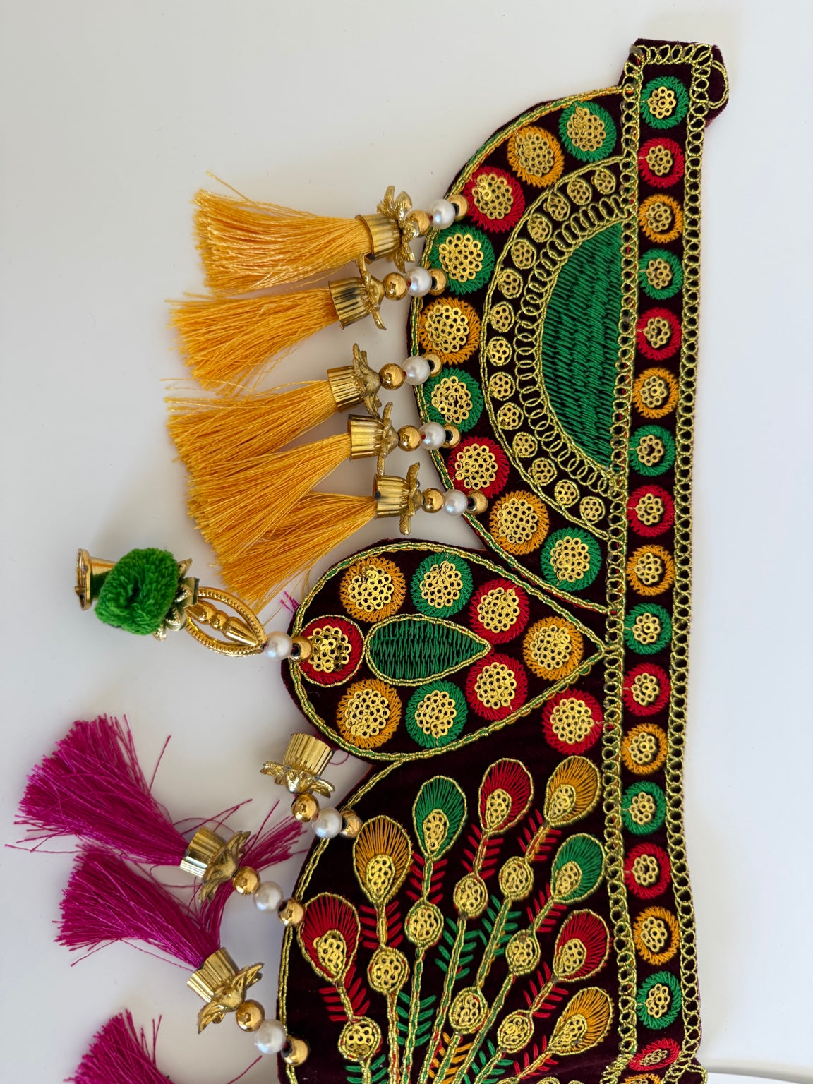 Royal Peacock Embroidered Door Toran – Handcrafted Indian Festive Entrance Hanging (3 Ft)
