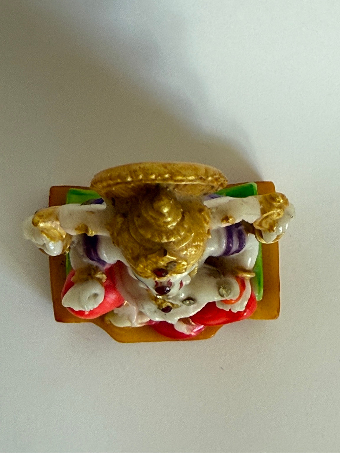 Decorative Marble-Style Ganesh Idol with Gold Crown – 4 Inch