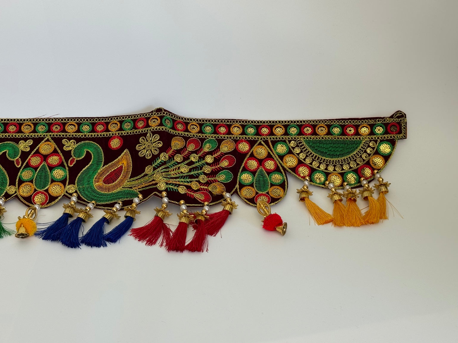 Royal Peacock Embroidered Door Toran – Handcrafted Indian Festive Entrance Hanging (3 Ft)