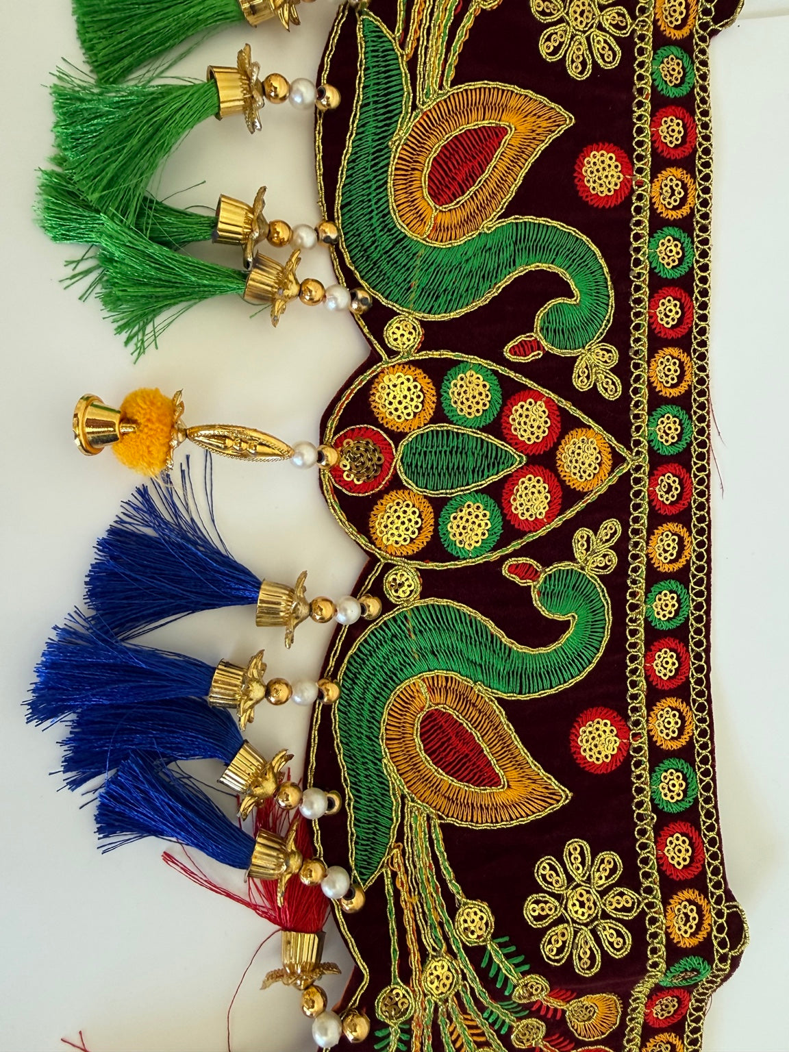 Royal Peacock Embroidered Door Toran – Handcrafted Indian Festive Entrance Hanging (3 Ft)