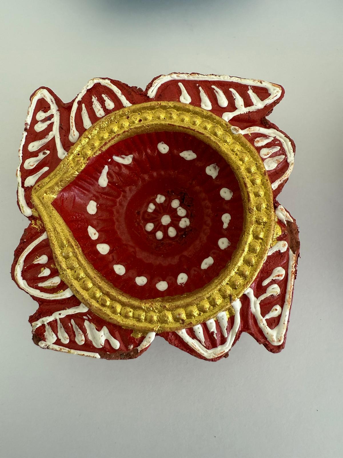 Hand-Painted Diya Set (12 Pcs, Assorted Colors) – Lotus Design