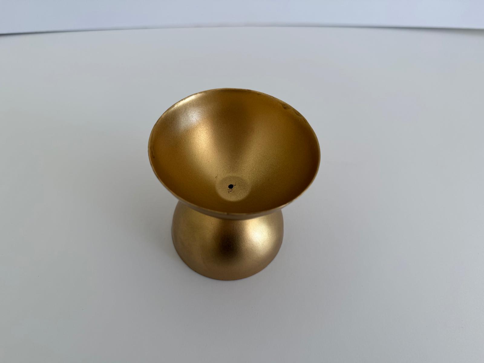 Golden Pooja Diya Stand – Double Dome Brass Finish