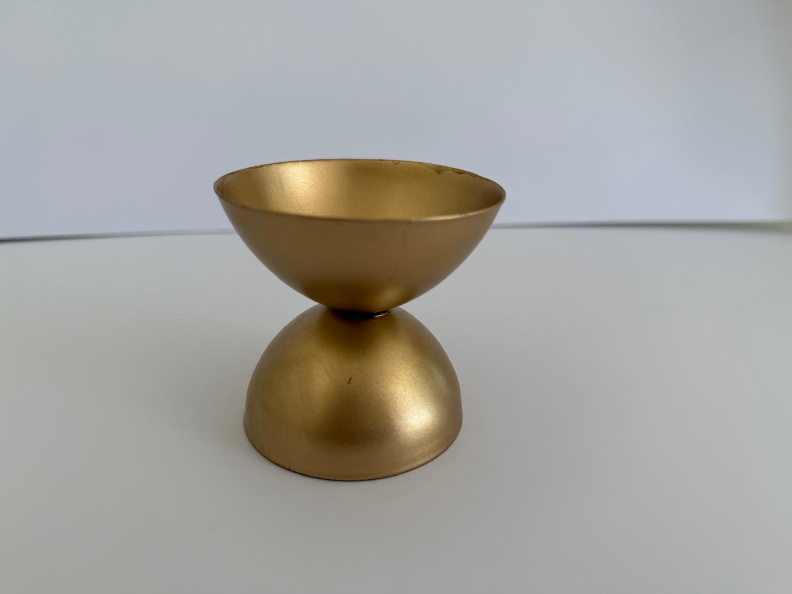 Golden Pooja Diya Stand – Double Dome Brass Finish