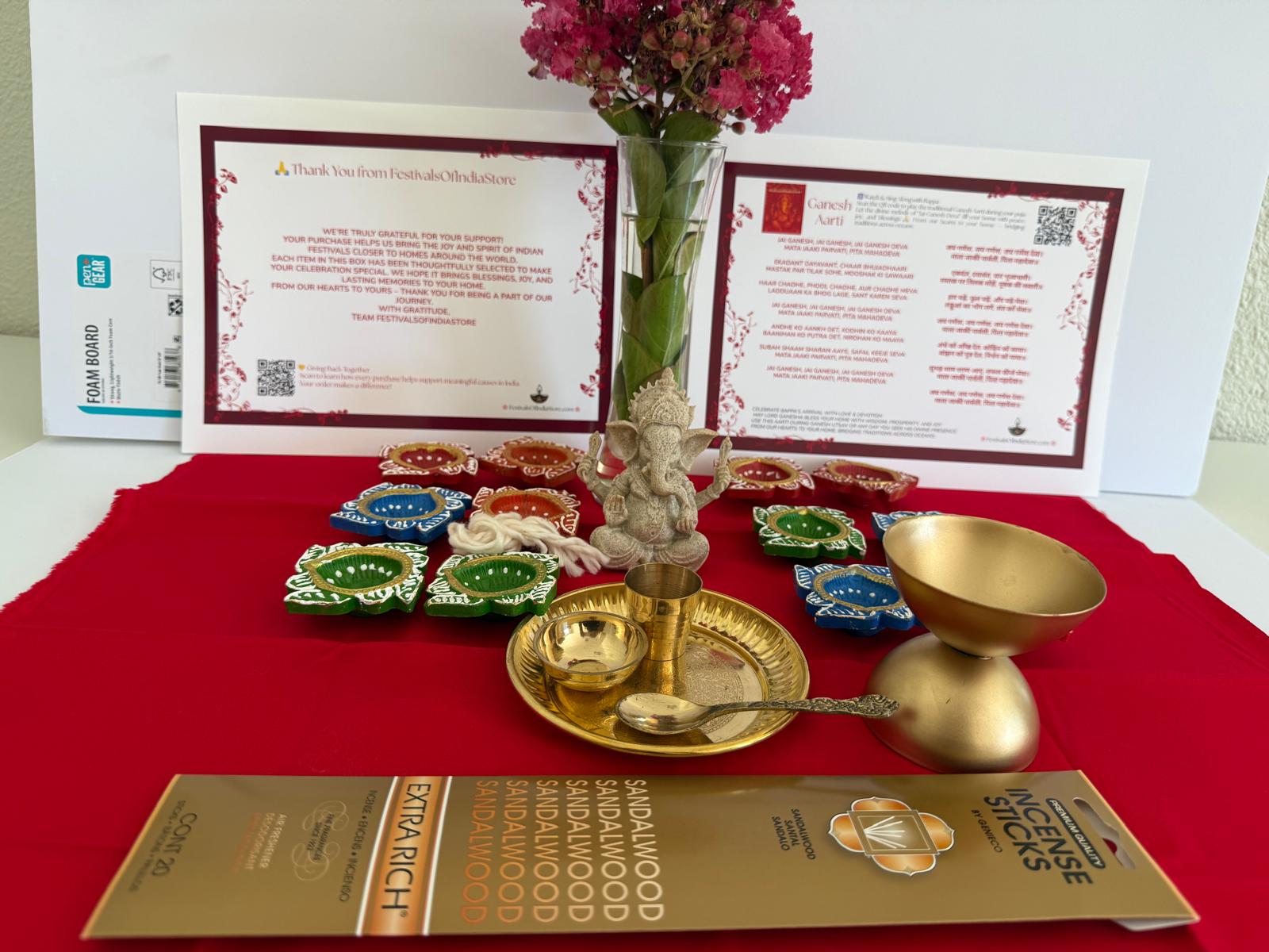 Golden Pooja Diya Stand – Double Dome Brass Finish